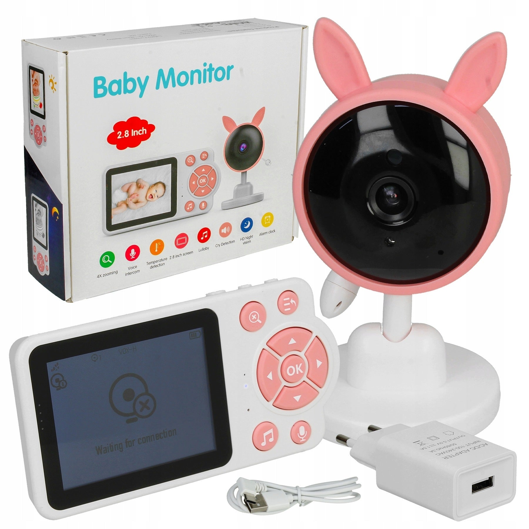 BABY MONITOR Electronic Live Camera IR LED LCD 2,8" Lullabies Microphone 50m Brand no brand