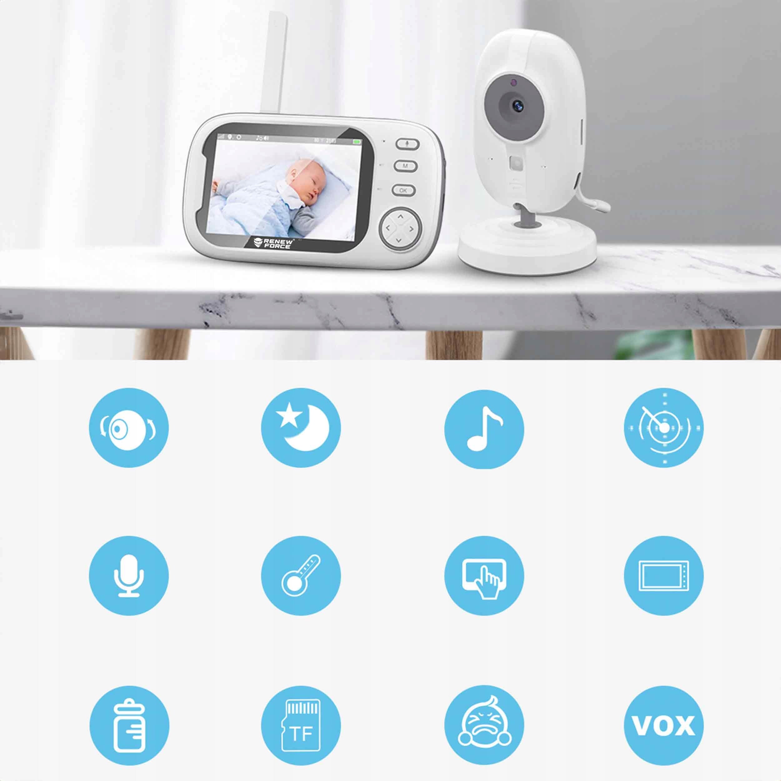 BABY MONITOR LIVE CAMERA NIGHT MODE THERMOMETER IPS HD 1500MAH Brand Renew Force