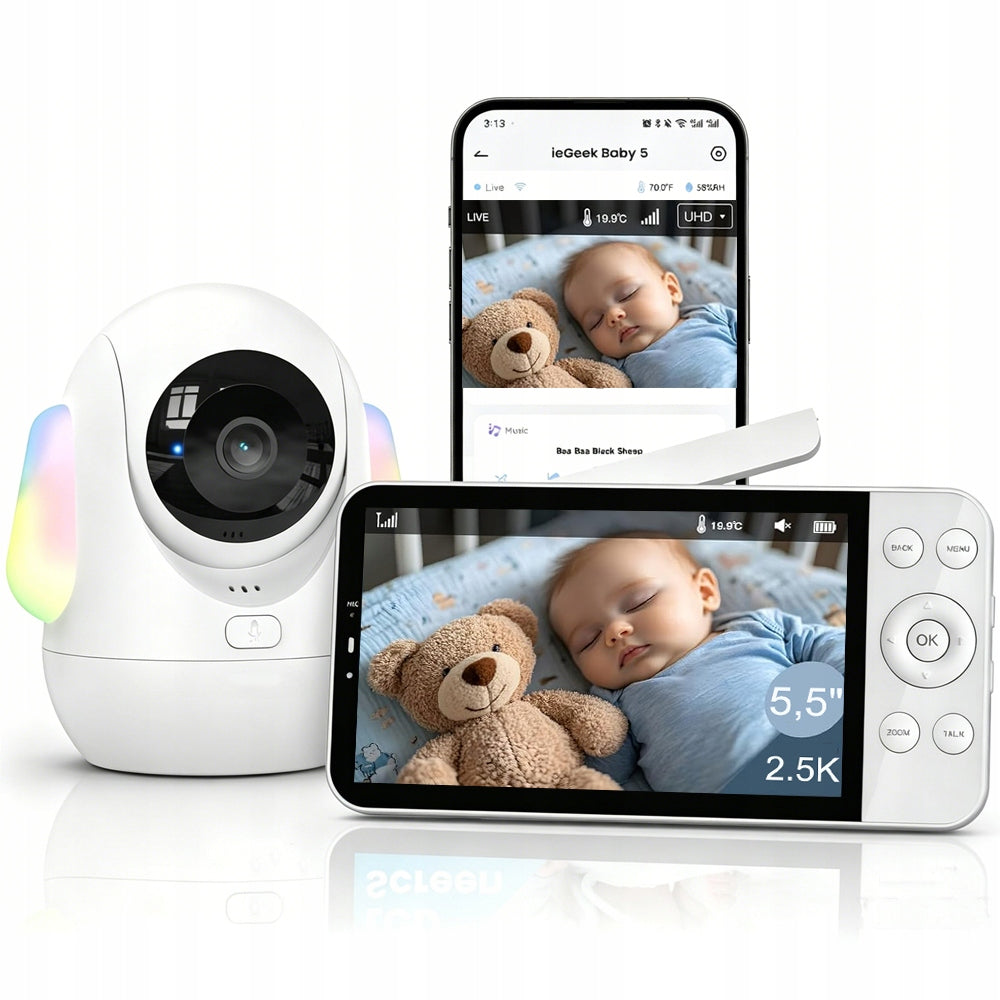 BABY MONITOR WIFI WITH 4MP LCD CAMERA 5.5" ROTATING 360° PTZ 4xZoom