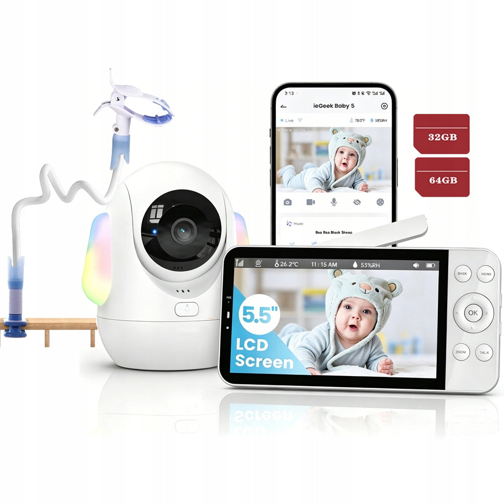BABY MONITOR WIFI WITH 4MP LCD CAMERA 5.5" ROTATING WITH clamp holder