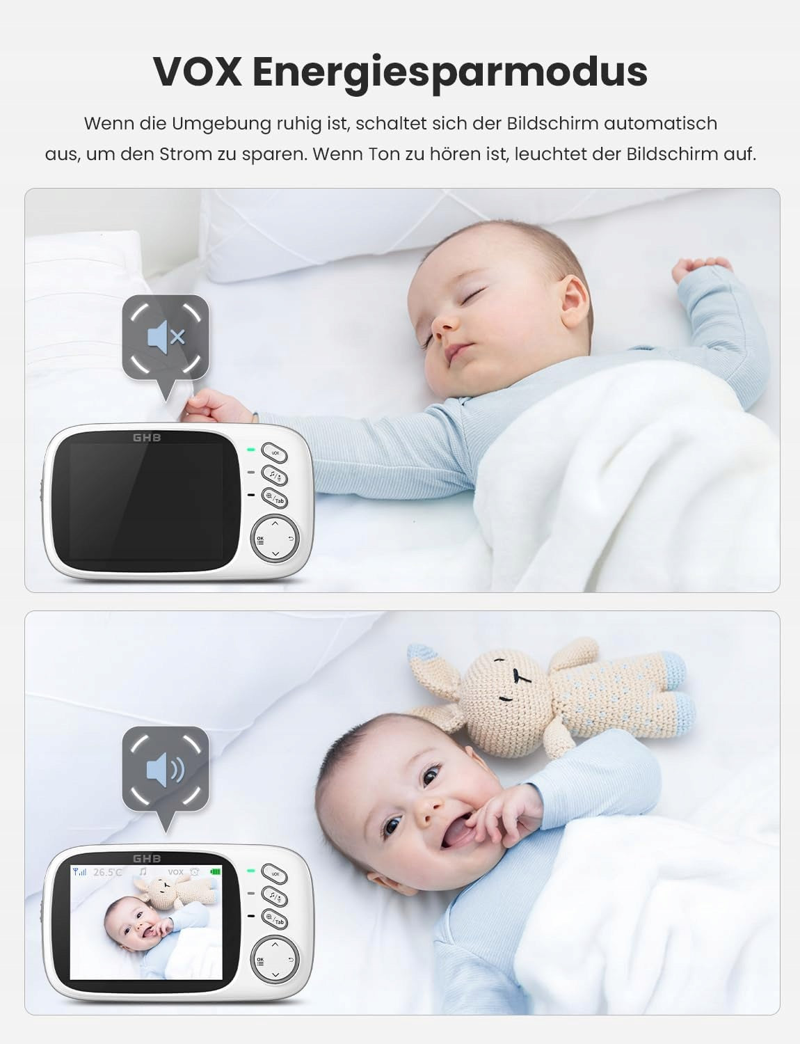 BABY MONITOR WITH CAMERA 3,2" LCD BABY MONITOR NIGHT Kind breathing monitor