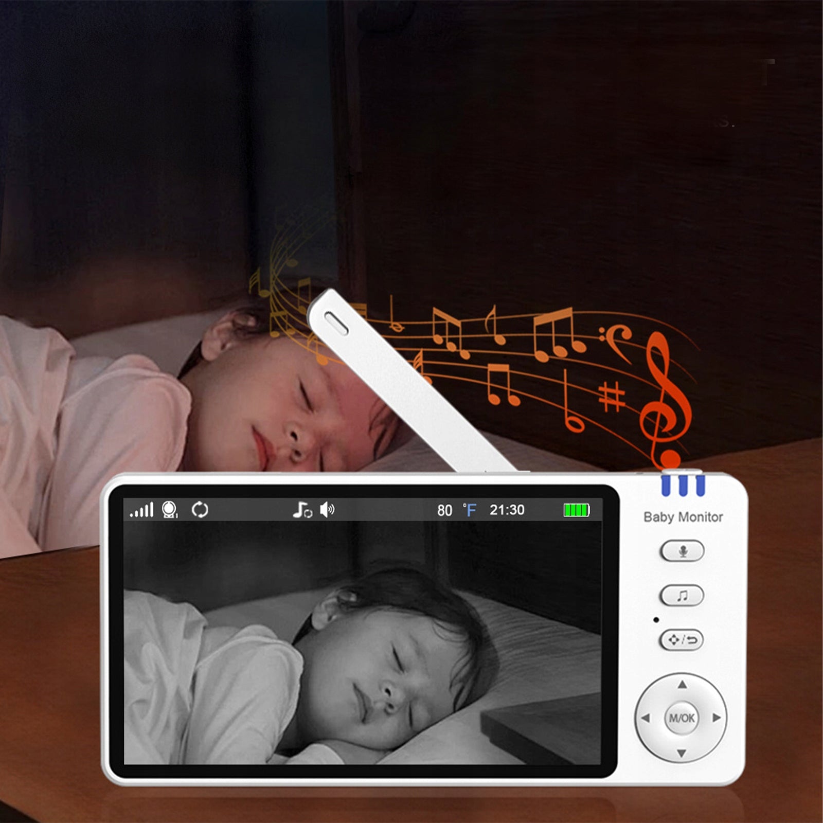 BABY MONITOR WITH CAMERA ROTATING DISPLAY WITH MICROPHO 355° ROTATABLE Packaging status original