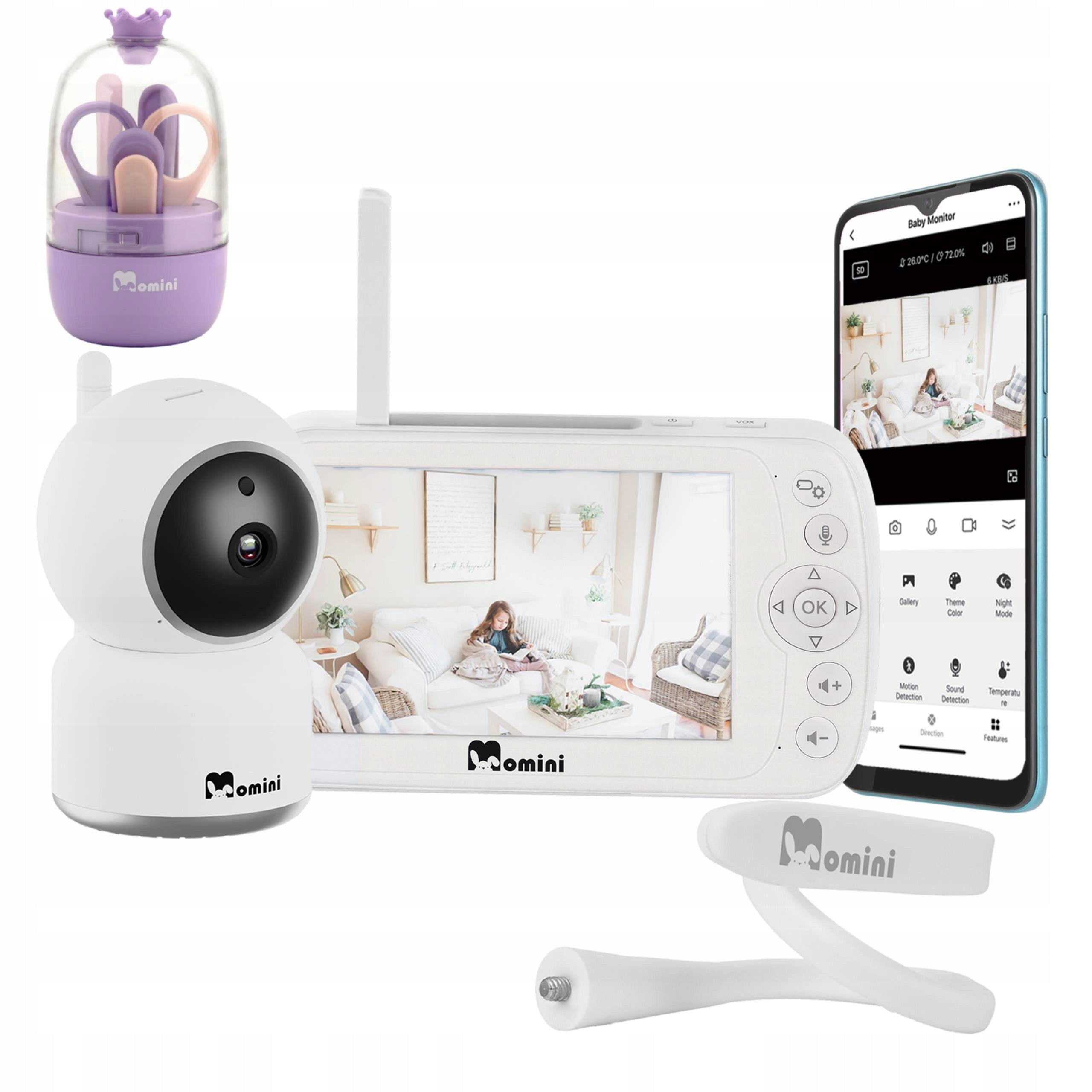 BABY MONITOR WITH CAMERA ROTATING MONITOR LCD DISPLAY 5" FHD