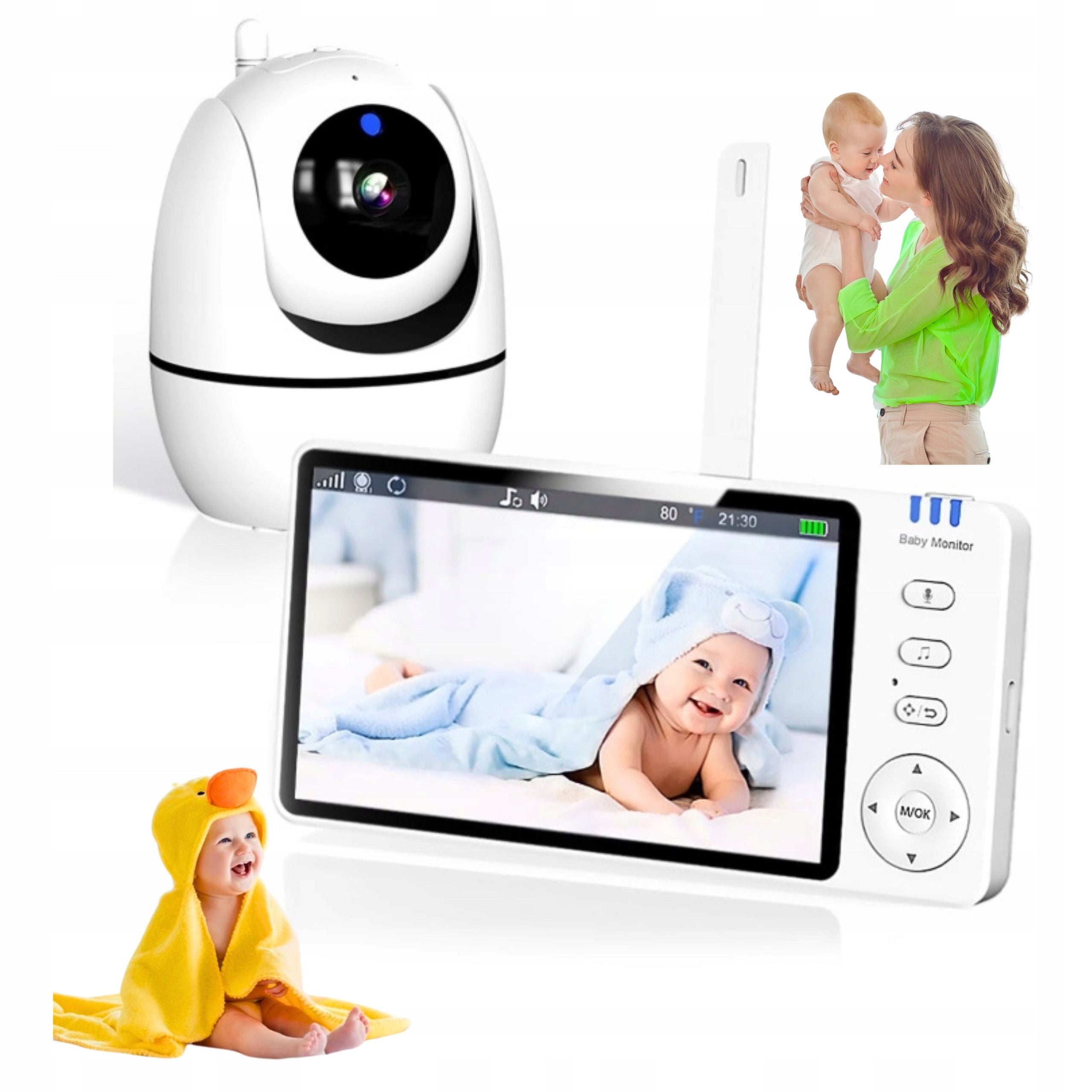 BABY MONITOR WITH HD CAMERA MONITOR 5 INCHES WIRELESS ROTATING ZOOM