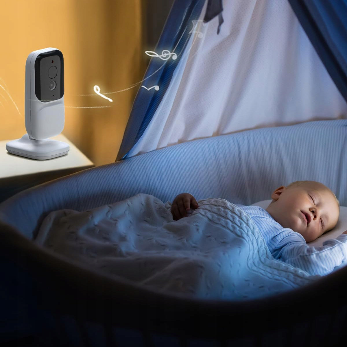 BABY MONITOR WITH LIVE CAMERA LULLABIES NOISE MICROPHONE ALARM CRYING Medical device no