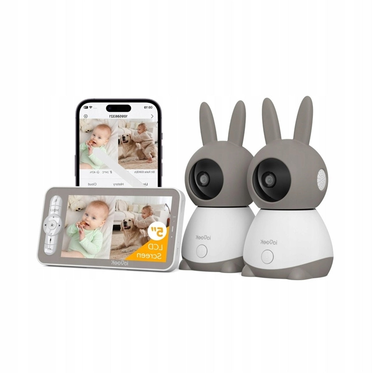 BABY MONITOR WITH LIVE CAMERA NIGHT MODE WIRELESS 2K CAMERAS Packaging status original