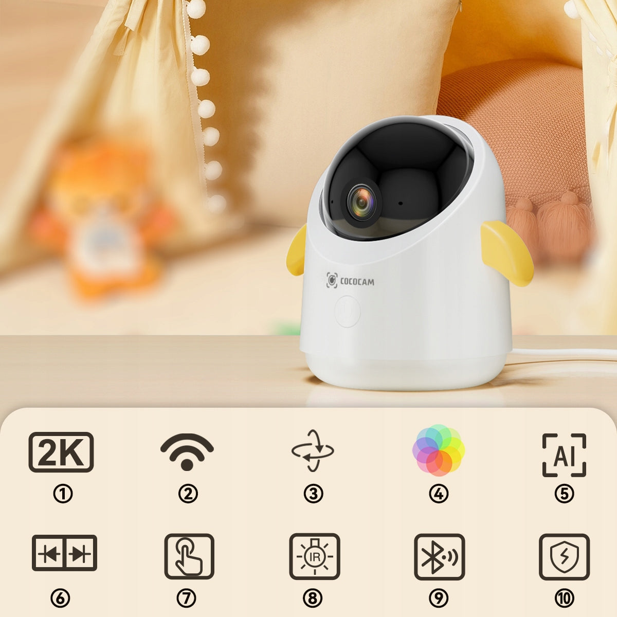 BABY MONITOR WITH WIFI CAMERA 2.4/5G 2K ANALYSIS AI WITH FUNNY LIGHT EAN (GTIN) 6977295300068