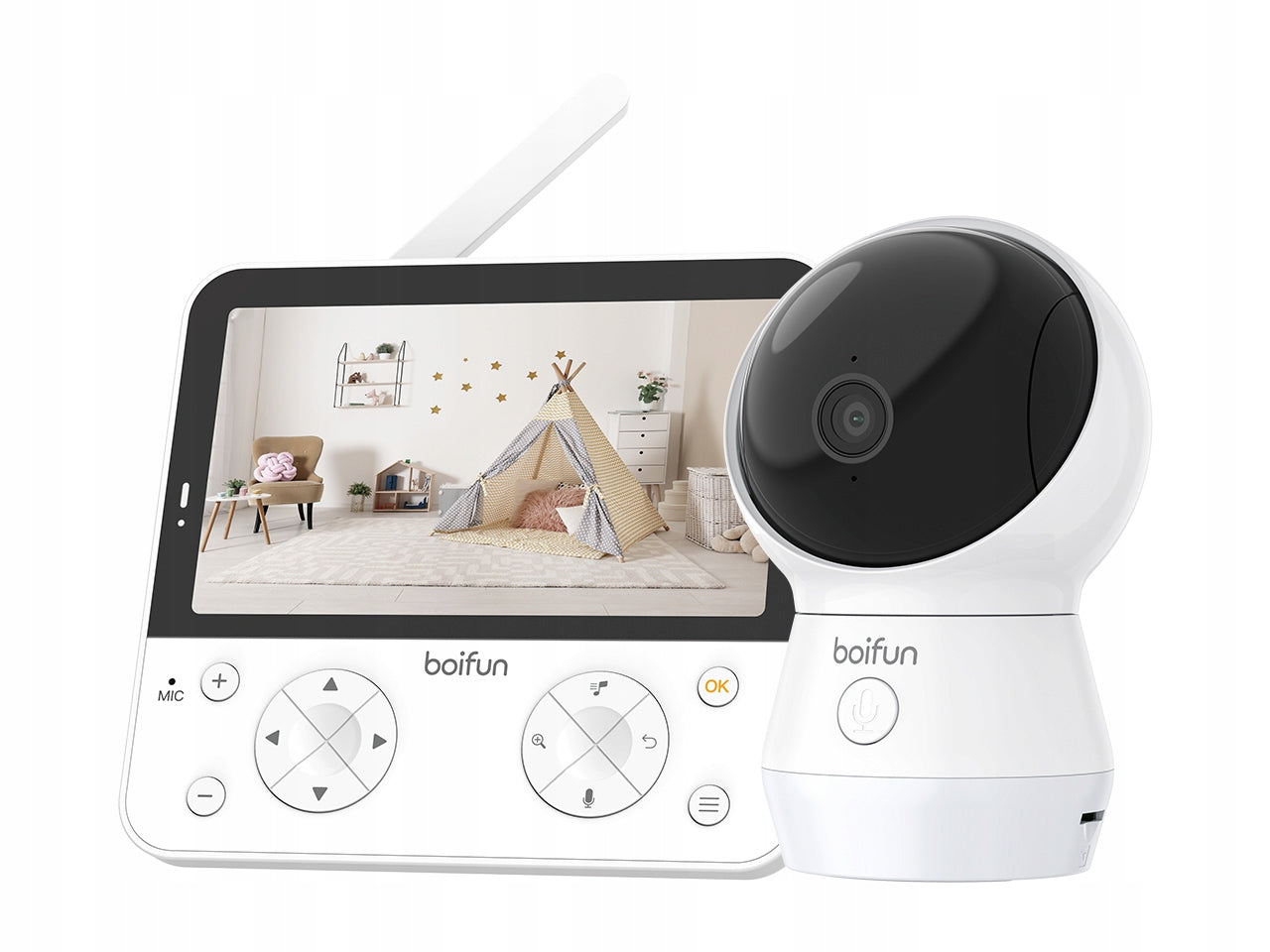 BABY MONITOR WITH WIFI CAMERA ROTATING FOR KIDS + 5.5" 4MP Wi-Fi AI