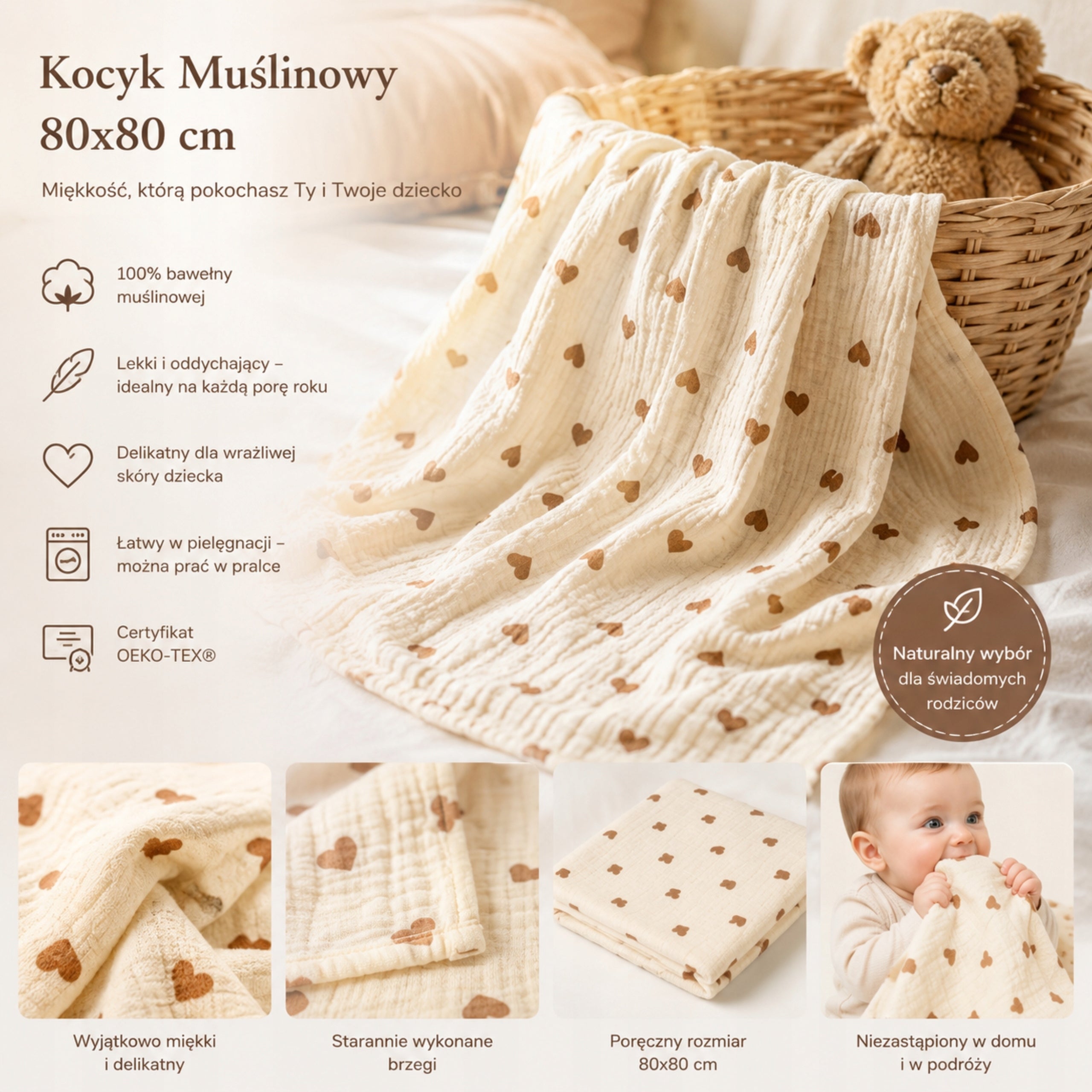 BABY MUSLIN BLANKET FOR BABIES COTTON THIN YEAR-ROUND 2026 Kind muslin