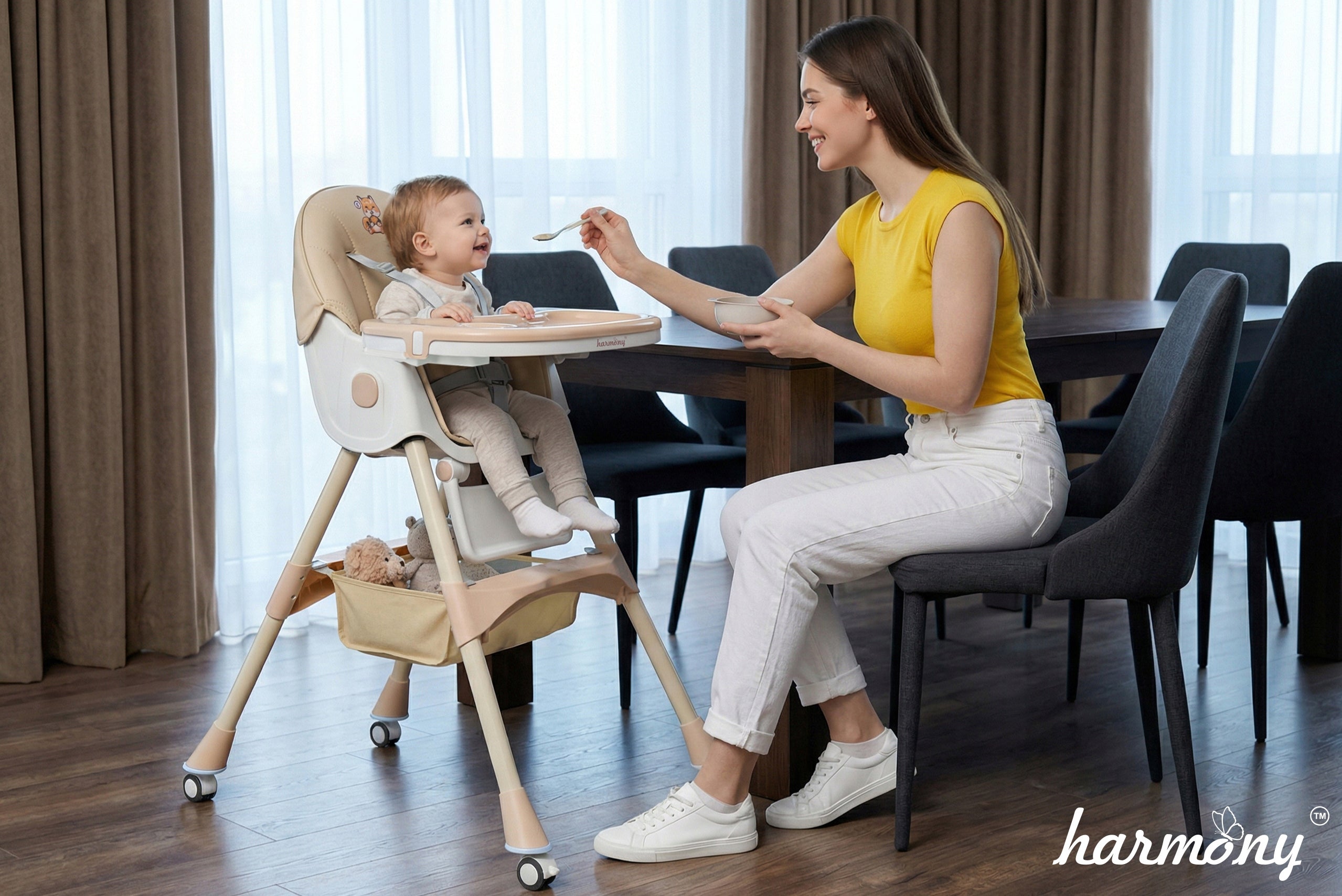BABY ROCKER FEEDING CHAIR 6IN1 ADJUSTABLE FOLDING BEIGE Material plastic, metal