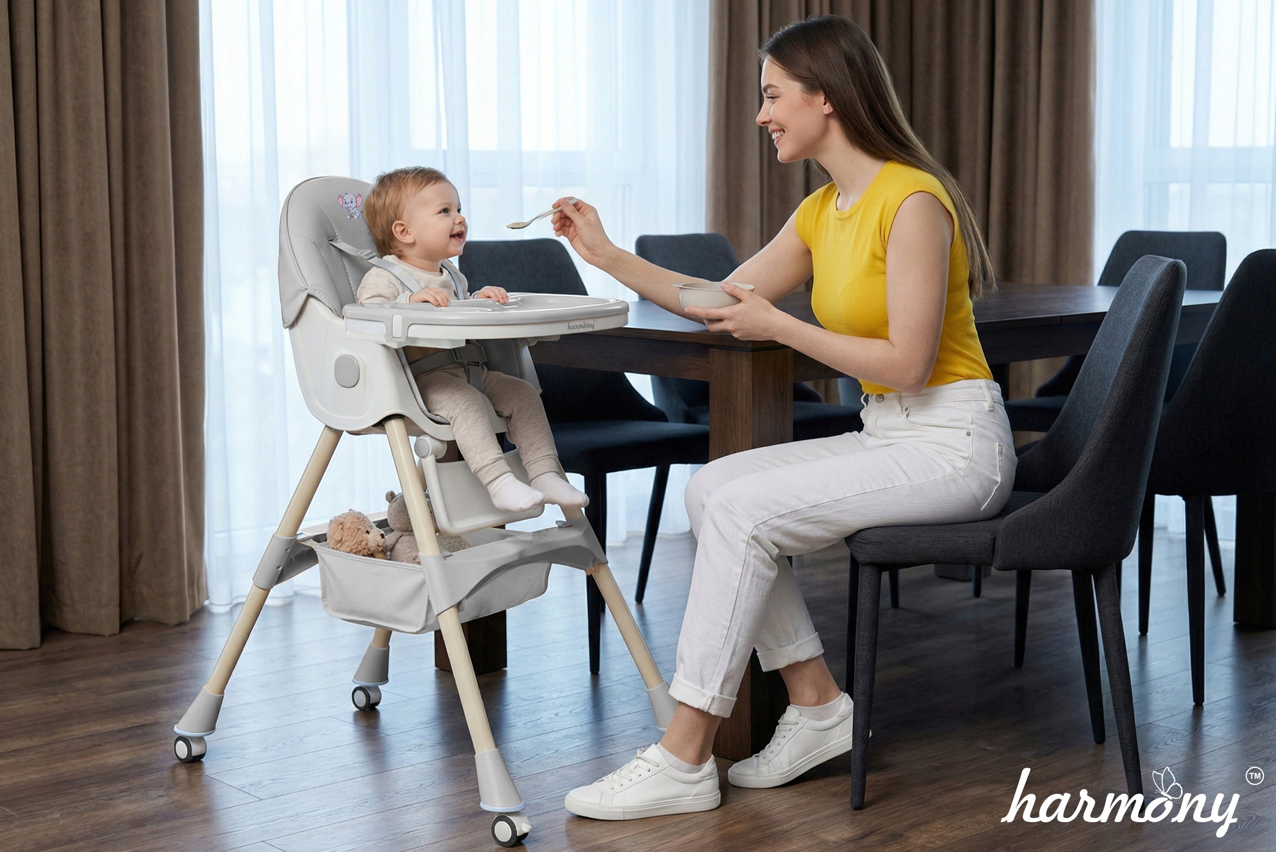 BABY ROCKER HIGHCHAIR 6IN1 ADJUSTABLE FOLDING GREY Material plastic, metal