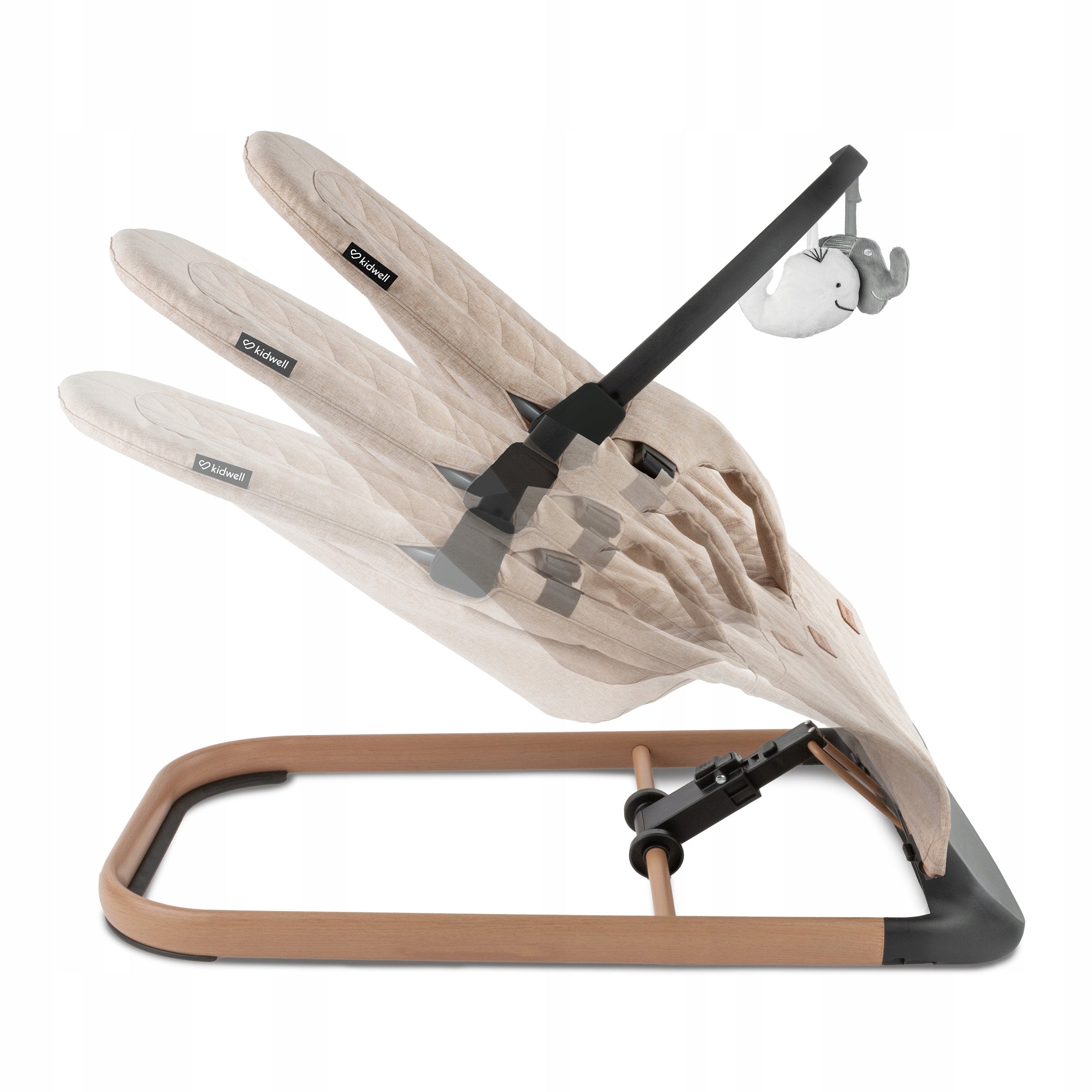 BABY ROCKER LOUNGER 2in1 KIDWELL LARO BEIGE/WOODEN FOLDING Batteries included no