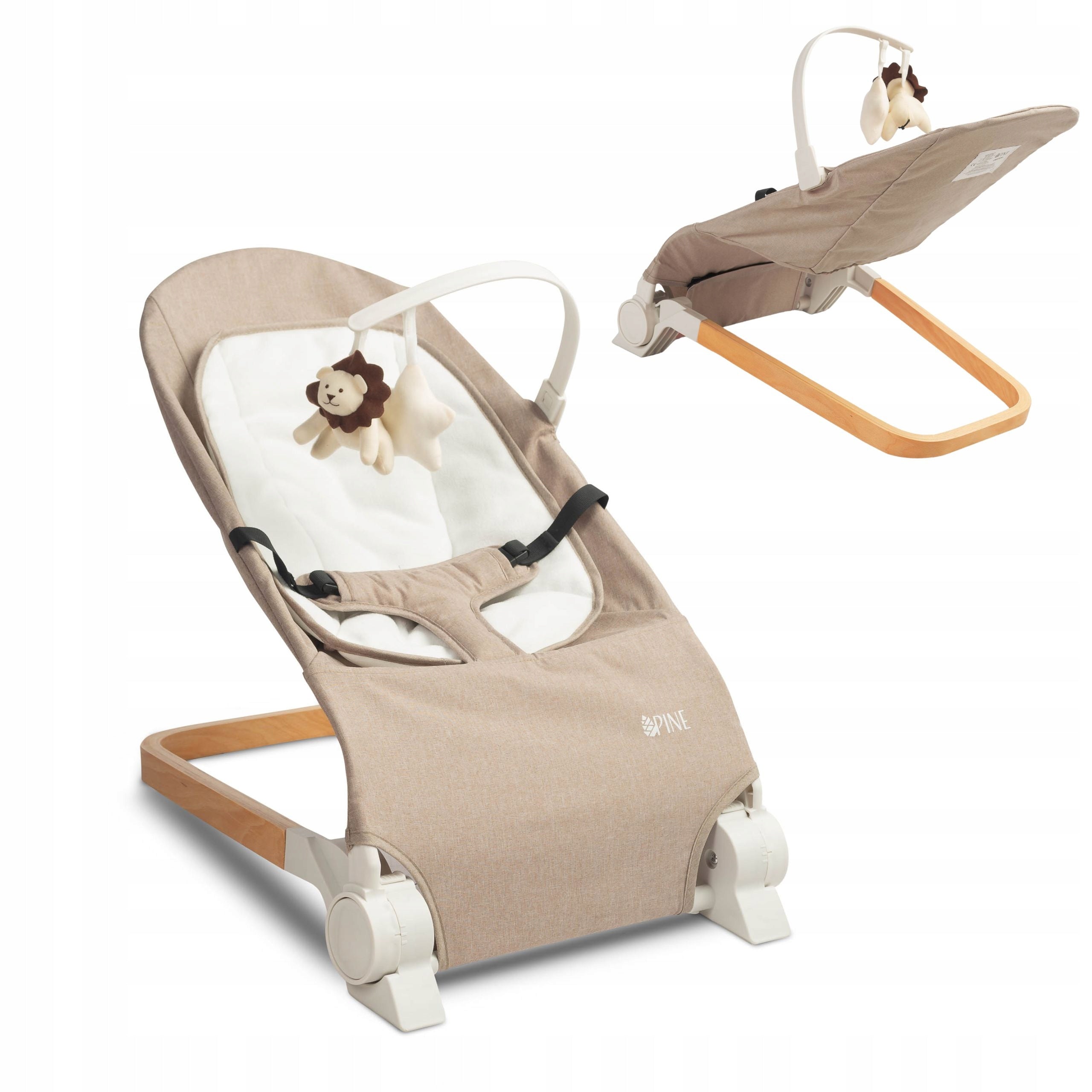 BABY ROCKER LOUNGER WOOD STUFFED ANIMALS ADJUSTMENT CARETERO PINE UP TO 12KG