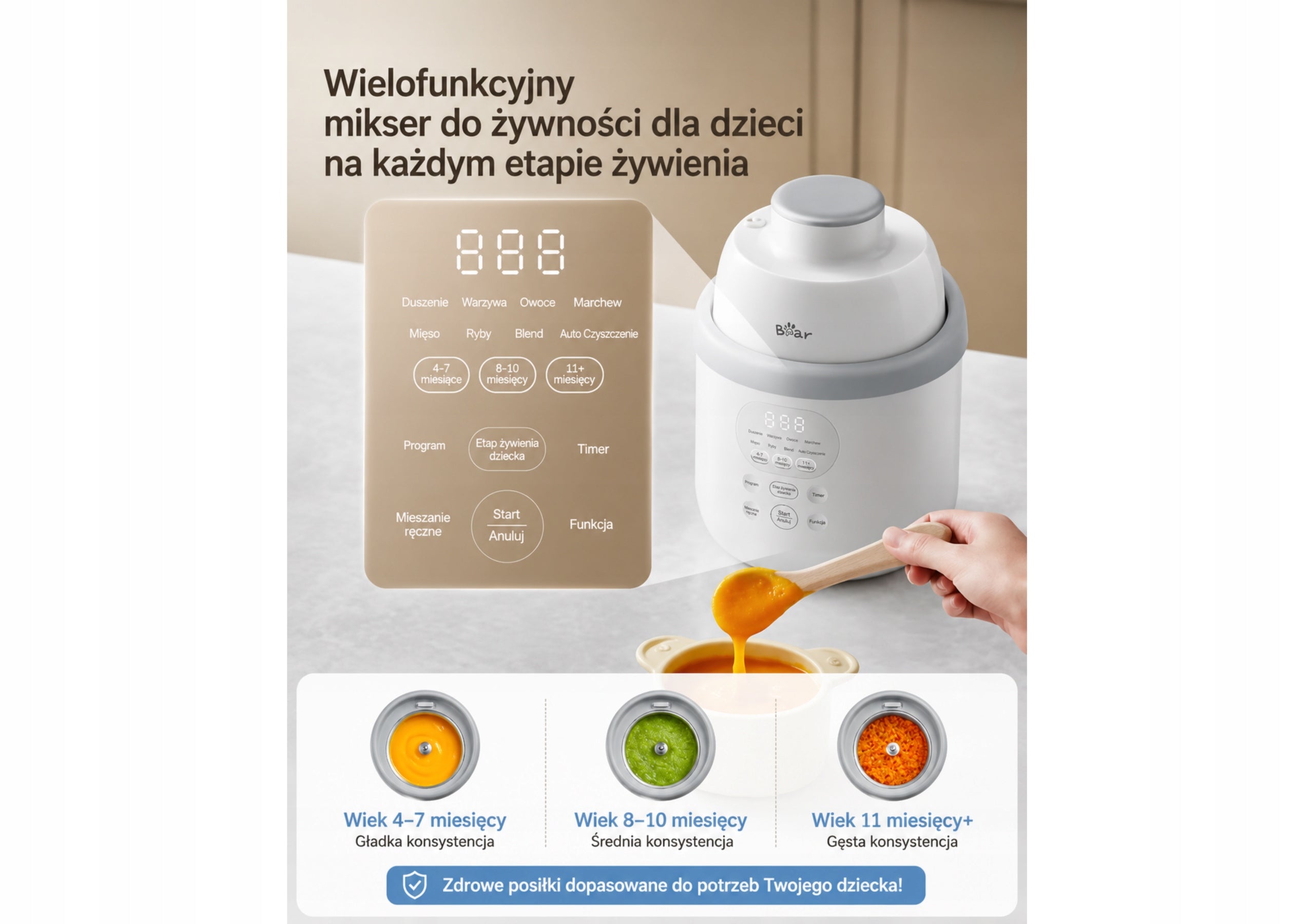 BABY STEAMER Bear Stainless Steel 2in1 350 in Cooking Manufacturer code SJJ-F04Q3-EU