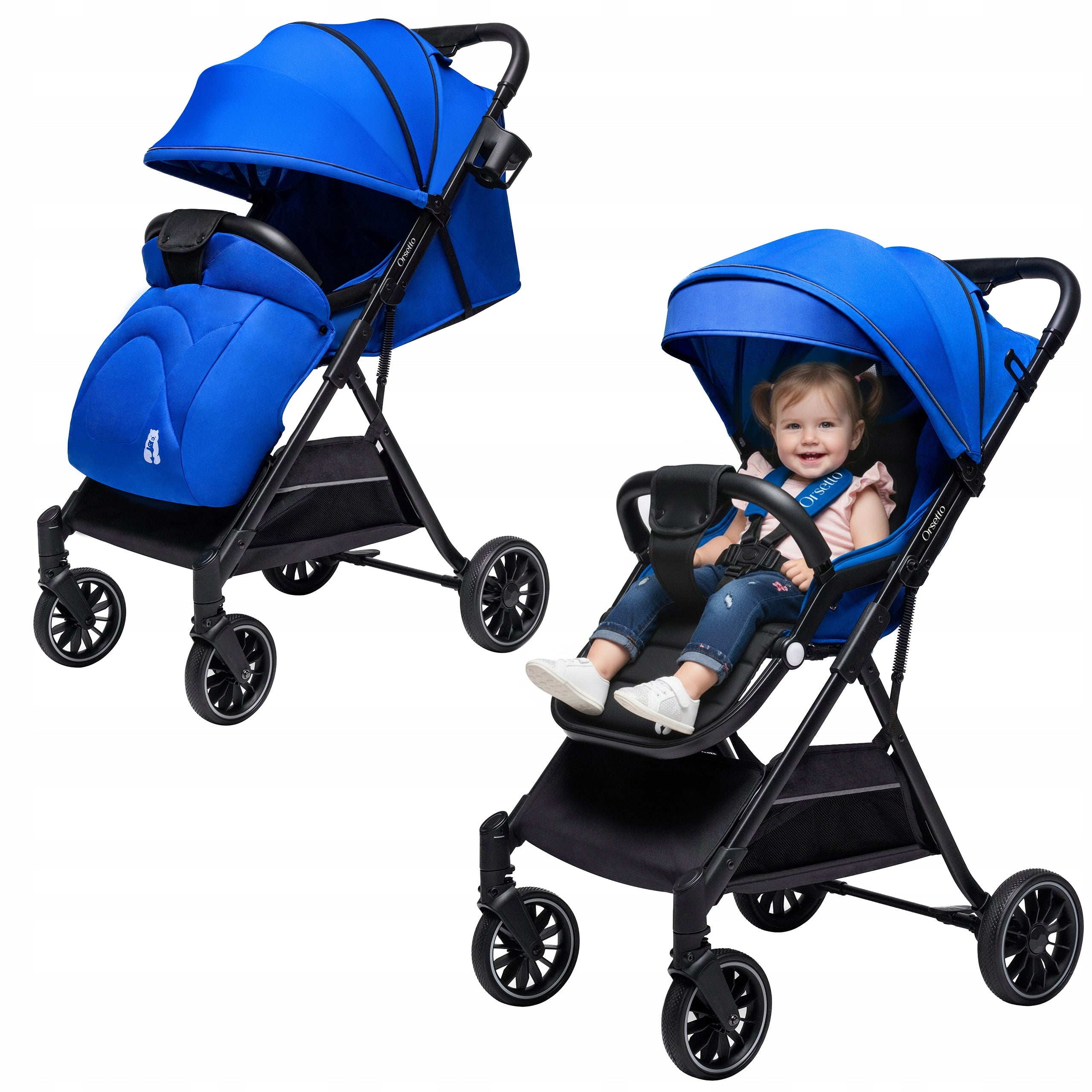 BABY STROLLER AURORA STROLLER UP TO 22 kg FOLDING LARGE VENDING MACHINE BLUE