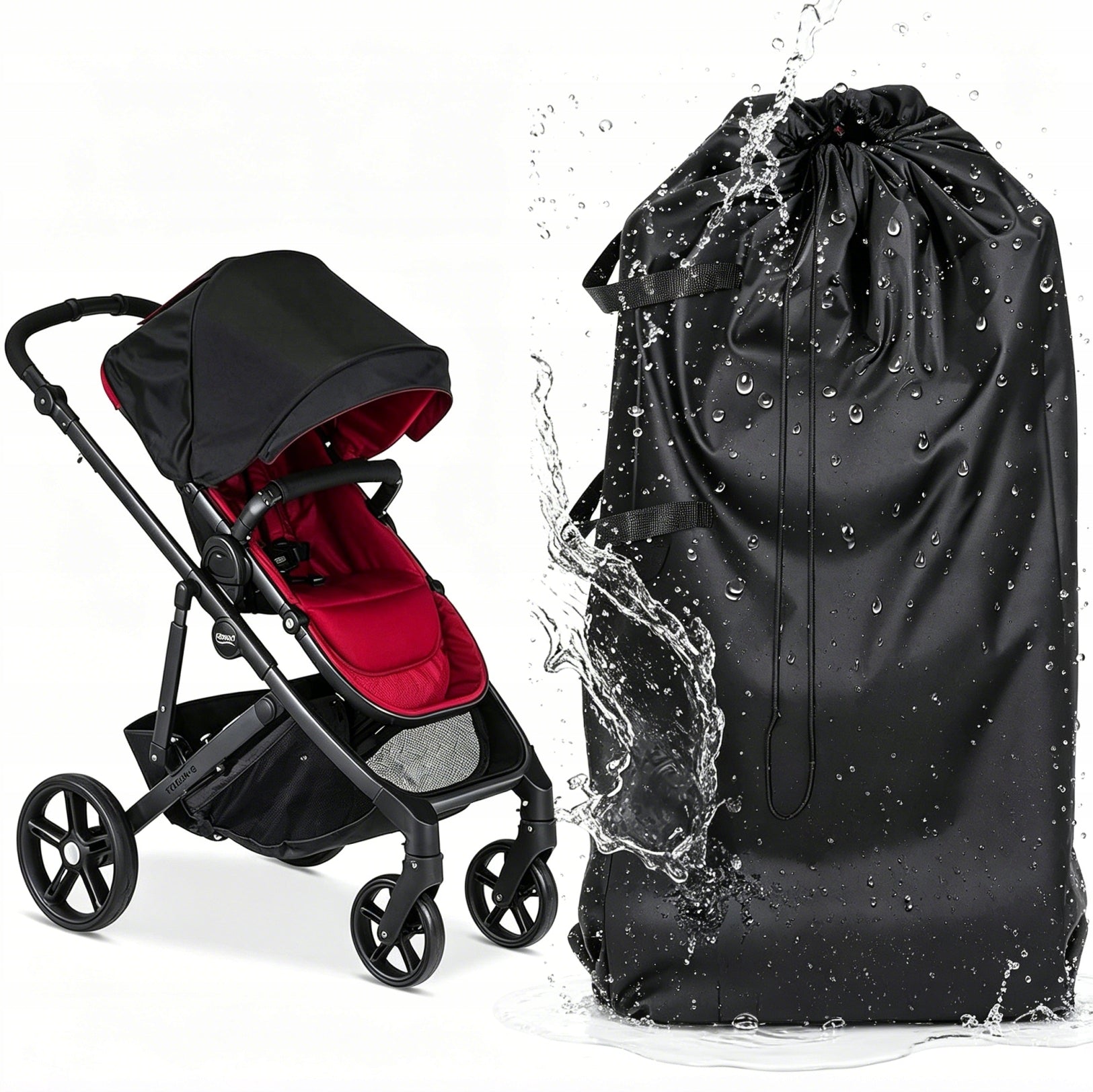 BABY STROLLER BAG FOR AIRPLANE CARRYING CASE BLACK