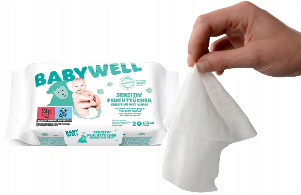 BABY WET WIPES 20PCS MOISTURIZED 99% WATER BABYWELL