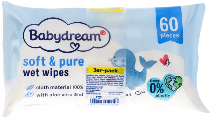 BABYDREAM Sensitive Wet Wipes for Babies 3 x 60 Pack 180 Pack Line of tissues other