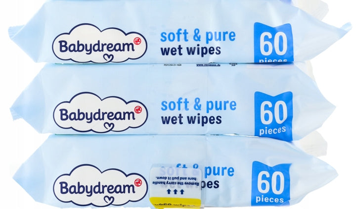 BABYDREAM Sensitive Wet Wipes for Babies 3 x 60 Pack 180 Pack