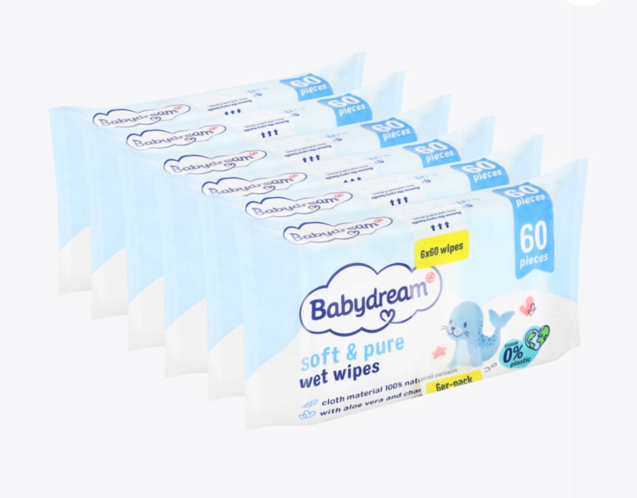 BABYDREAM WET WIPES ALOE 6x60=360 pcs