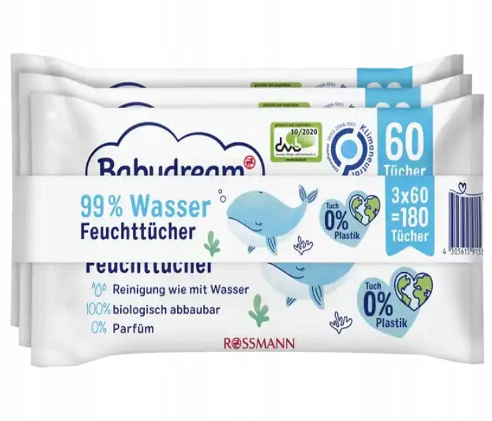 BABYDREAM WIPES MOISTURIZED 99% WATER 4x180=720 pcs. Brand Babydream