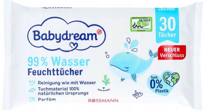 BABYDREAM Wet wipes 99% water 30 pieces