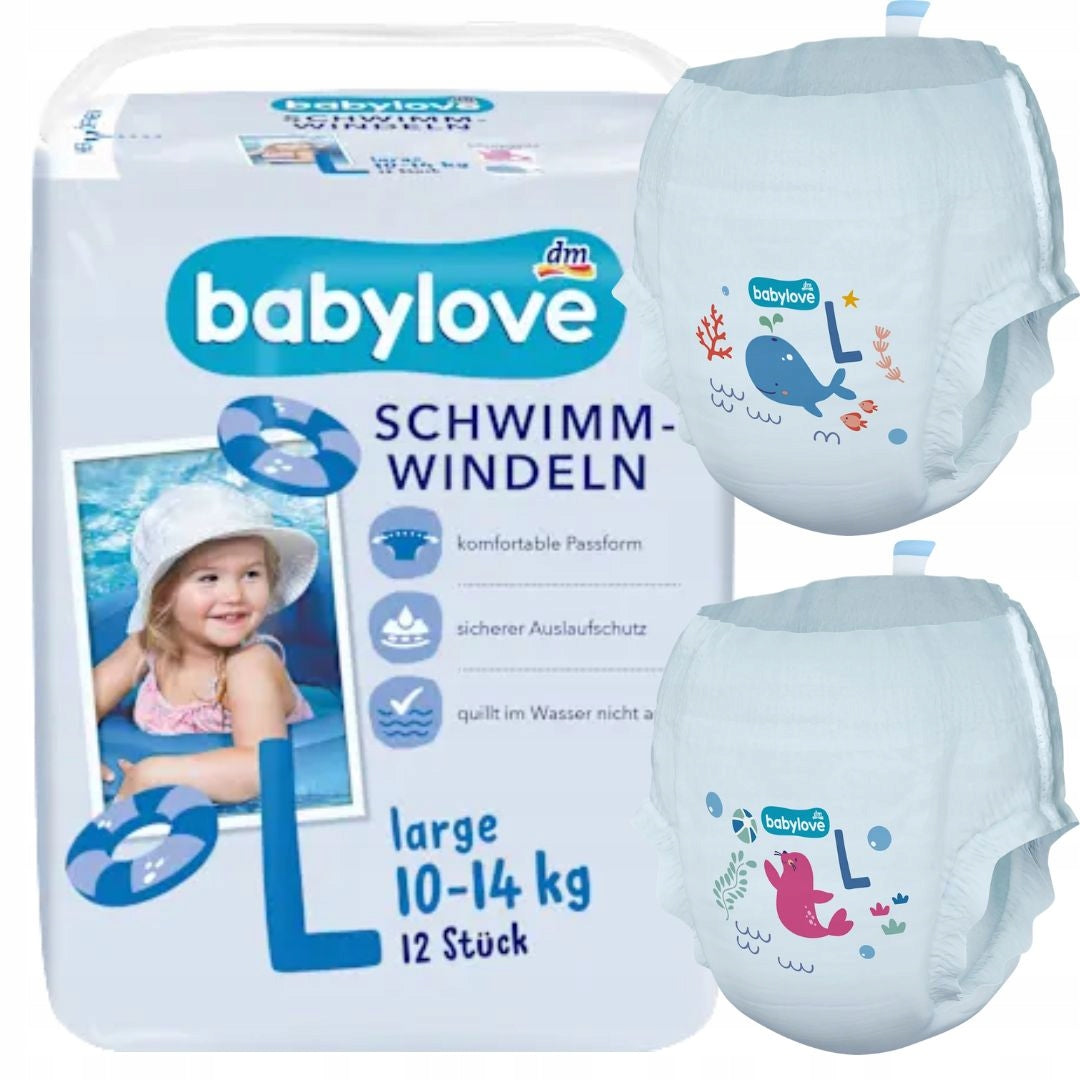 BABYLOVE DIAPERS FOR SWIMMING POOL L 10-14 kg 12pcs Brand Babylove
