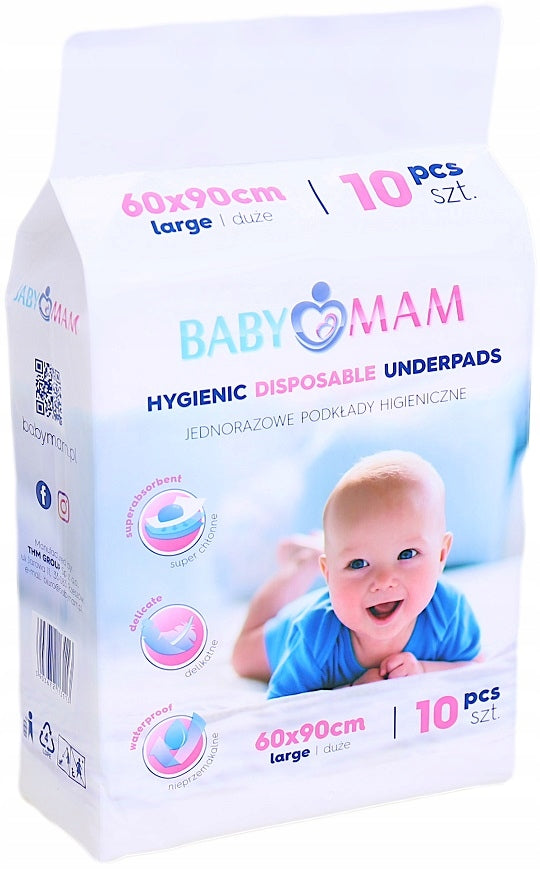 BABYMAM DISPOSABLE FOUNDATION 60x90 cm HYGIENE FOUNDATIONS CHANGING TABLE 10pcs Manufacturer code 015005