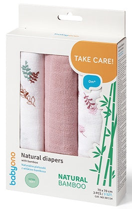 BABYONO BAMBOO FIBER DIAPERS BAMBOO DIAPERS 70x70cm 3pcs 397/14 Packaging status original