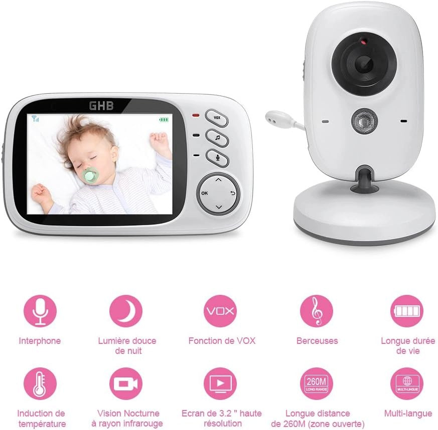 BABYPHONE DIGITAL MONITOR 3,2 INCH LCD COLOR TWO-WAY NIGHT VISION Kind breathing monitor