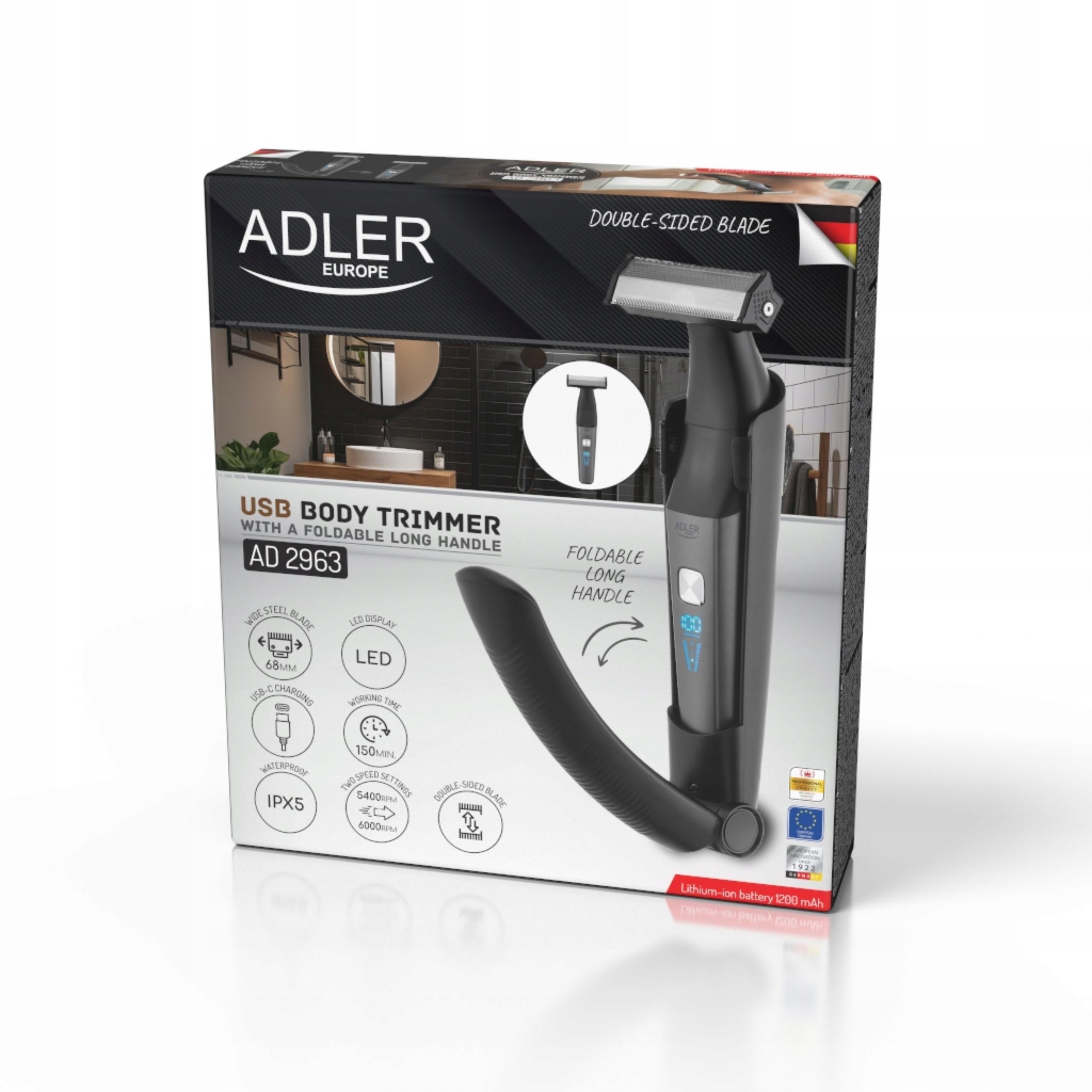 BACK BODY STUBBLE TRIMMER LONG HANDLE DRY WET WIRELESS LED Packaging status original