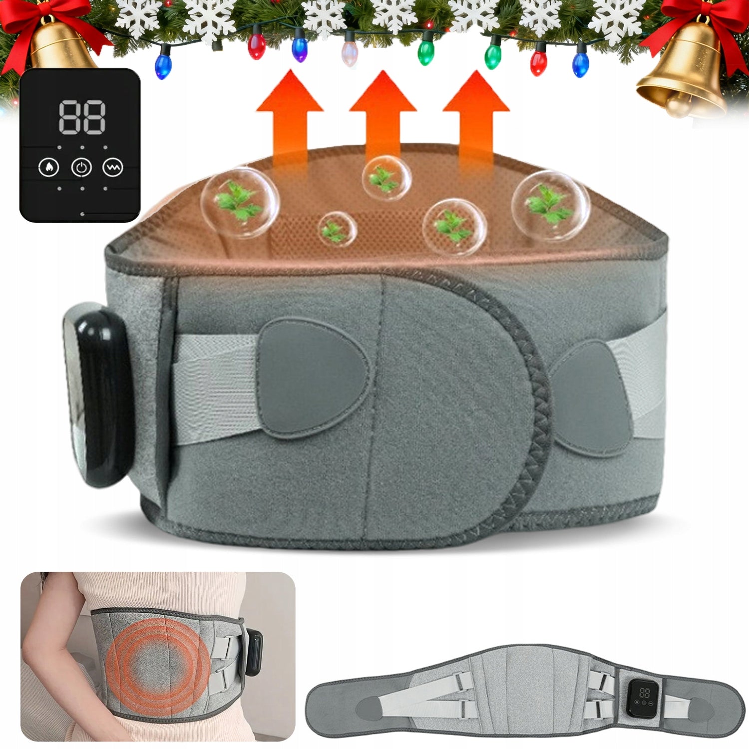 BACK HEATING BELT WITH MASSAGE AND RED LIGHT EXTENSION