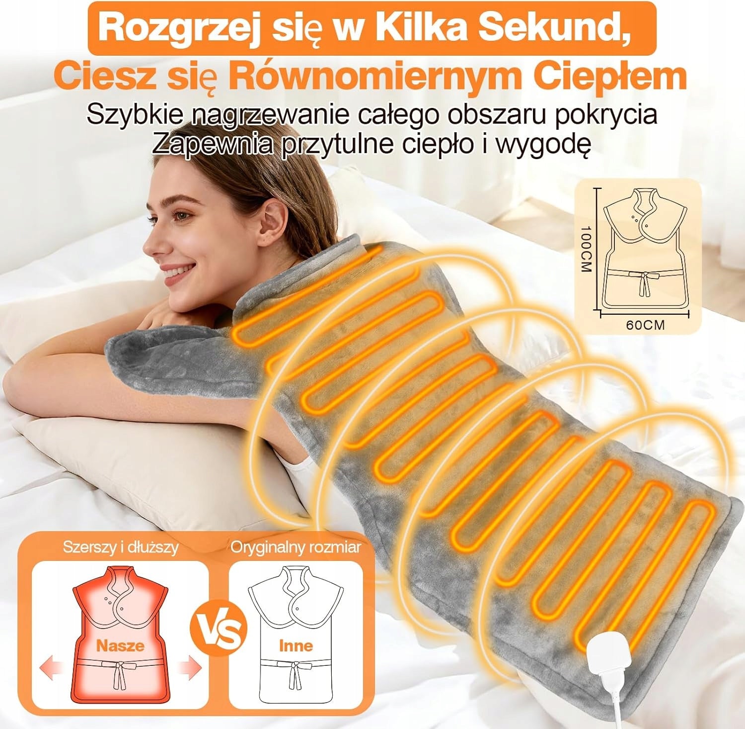 BACK HEATING PAD SHOULDERS NECK 60 X 100CM 9 TEMPERATURE LEVELS Packaging status original