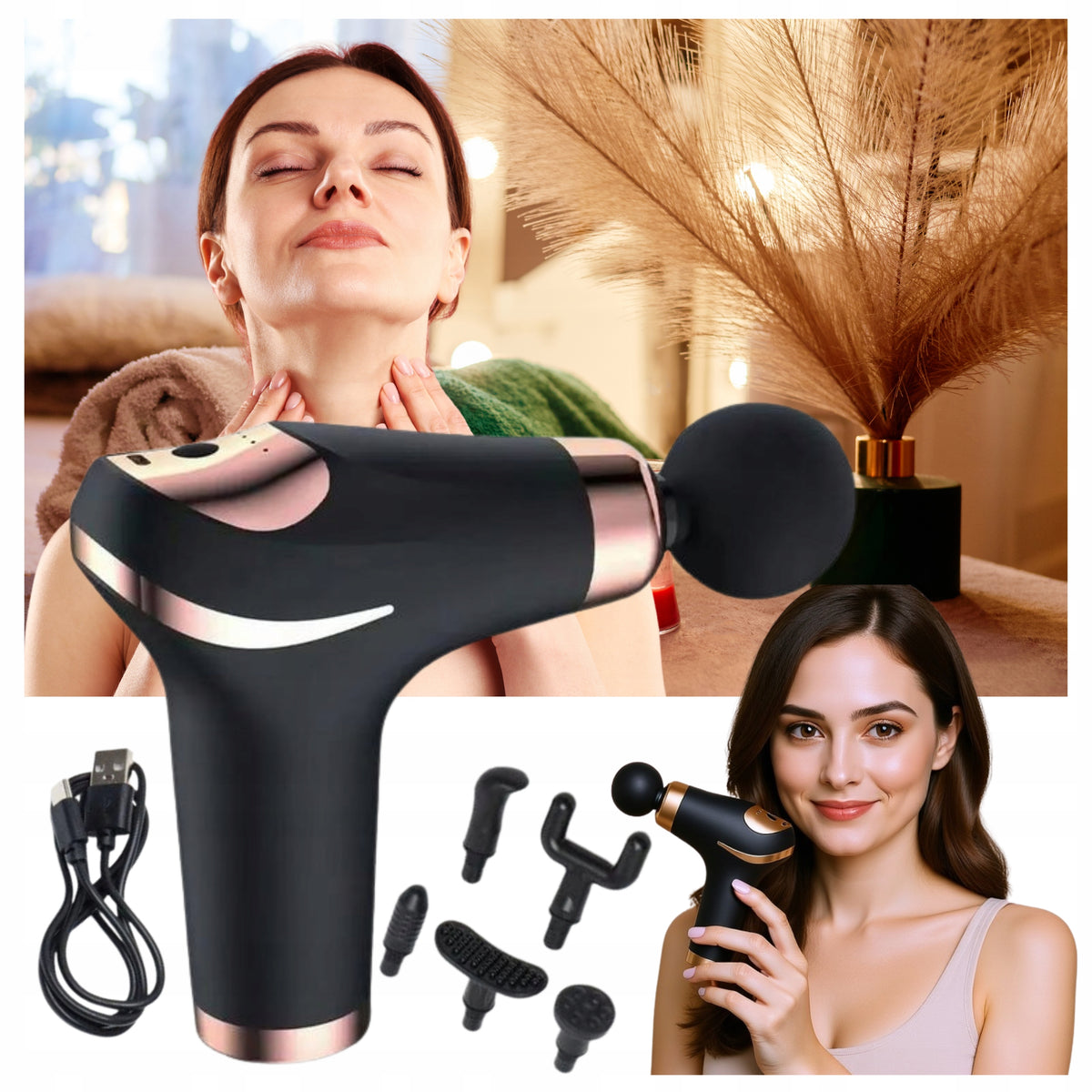 BACK MASSAGE GUN FOR FOOT BODY MASSAGER MASSAGE GUN NECK 6 TIPS