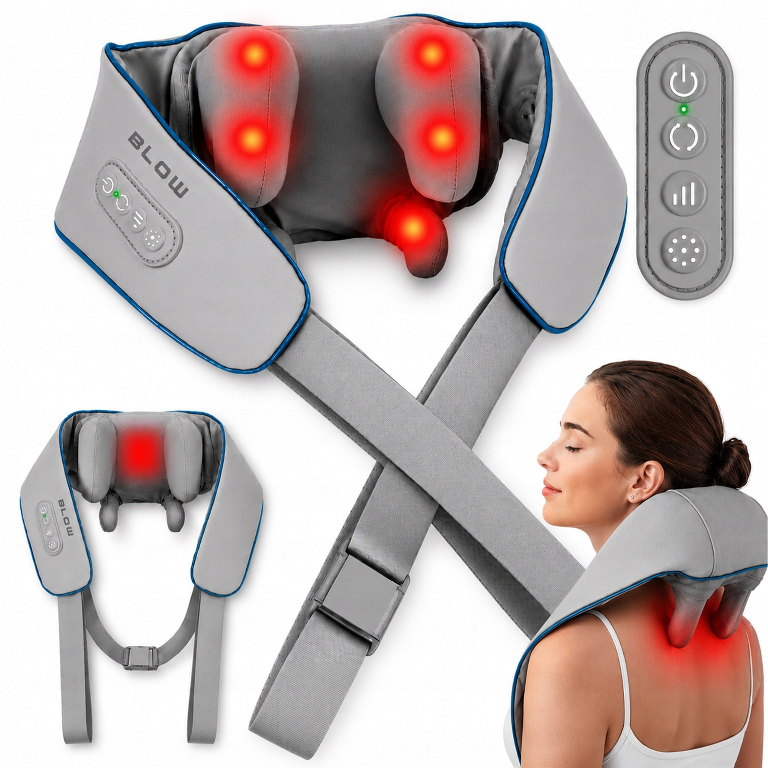 BACK NECK MASSAGER HEATING SHIATSU WIRELESS BATTERY