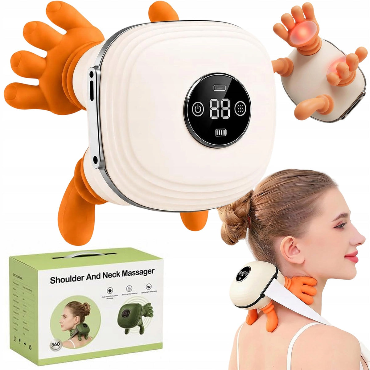 BACK NECK MASSAGER SHIATSU MASSAGE BELT HEATING WIRELESS USB