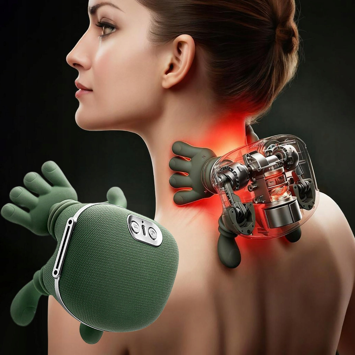 BACK NECK SHIATSU MASSAGER PORTABLE WITH HEATING DEEP MASSAGE Packaging status original