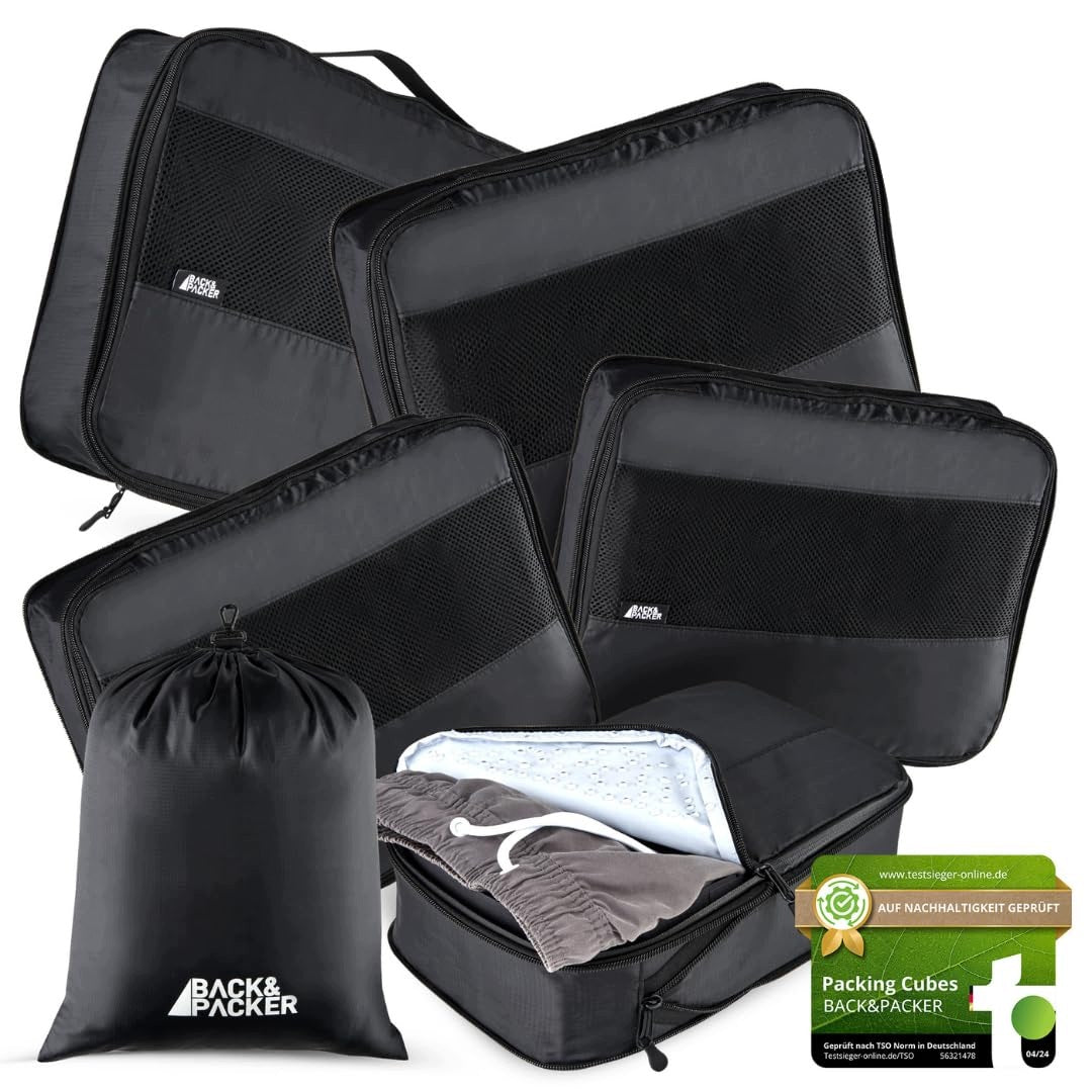 BACK&PACKER Travel Organizer 6 Pcs Black Compression Waterproof