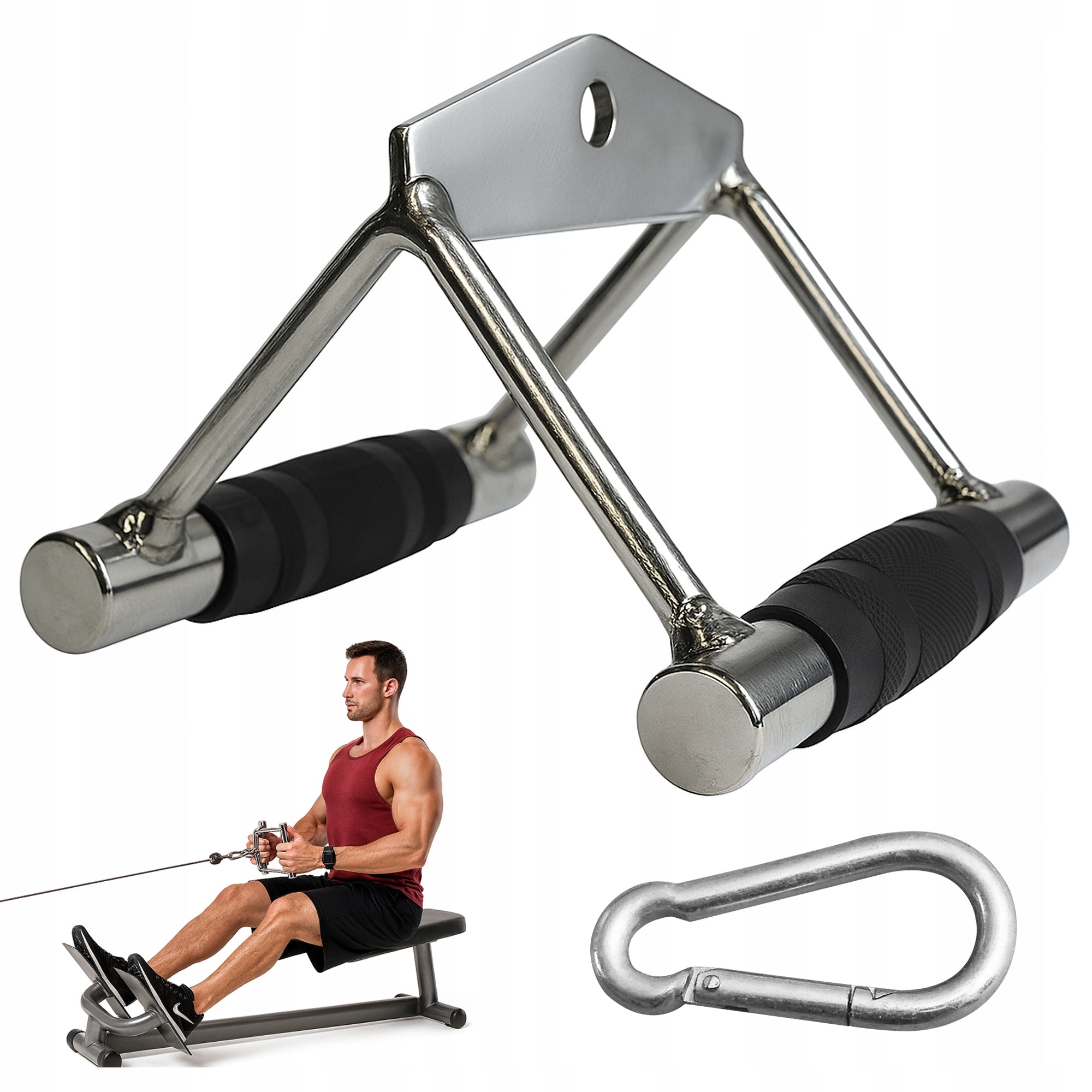 BACK PULL HOLDER Double D-handle DOUBLE NARROW RUBBERIZED COATING