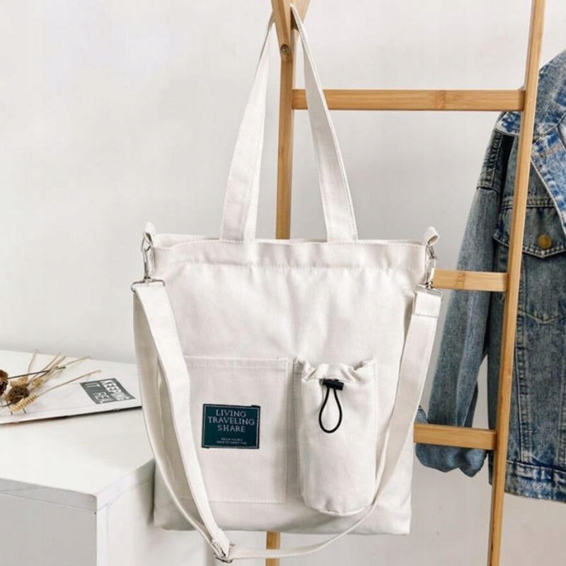 BACKPACK 2-IN-1 WOMEN'S BAG FOR SUMMER WHITE CANVAS SUMMER FOR A TRIP Kind city