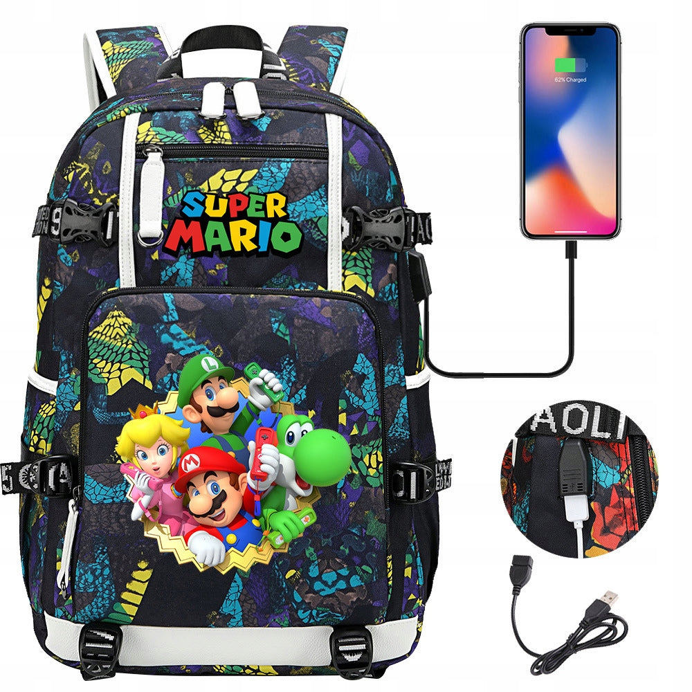 BACKPACK A4 Mario WATERPROOF USB PATTERNS high quality Packaging status original