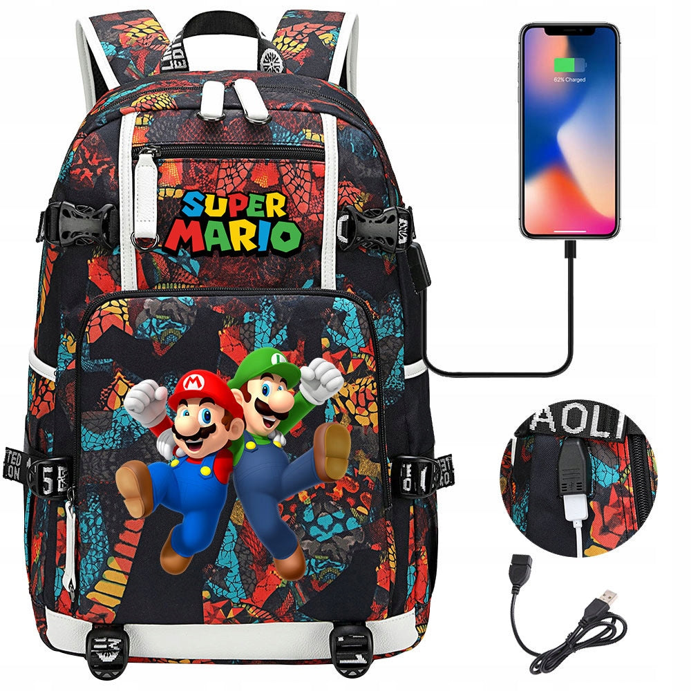 BACKPACK A4 Mario WATERPROOF USB PATTERNS high quality