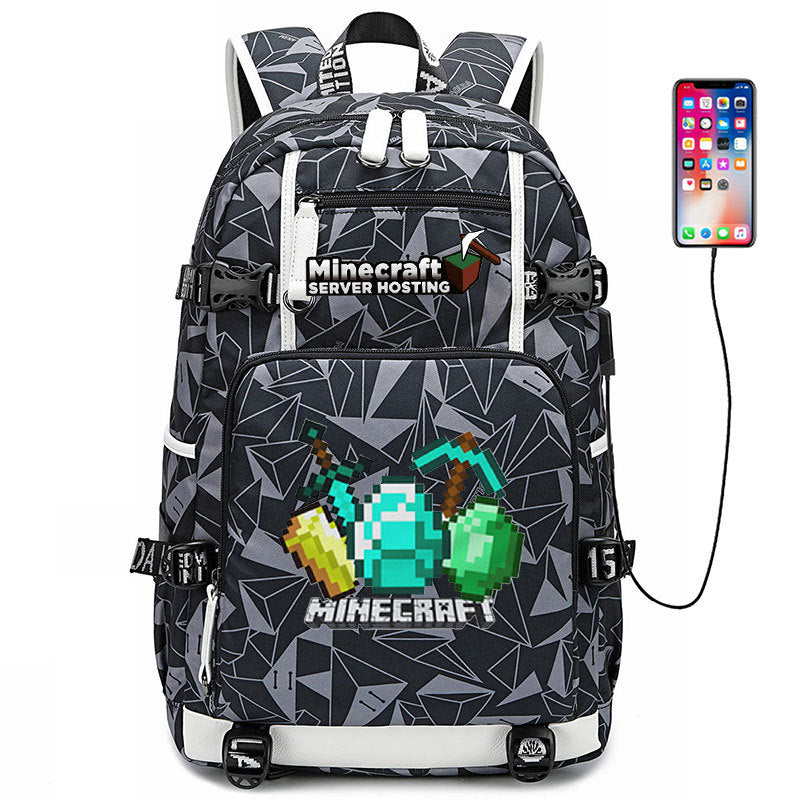 BACKPACK A4 Minecraft WATERPROOF USB PATTERNS high quality Brand no brand