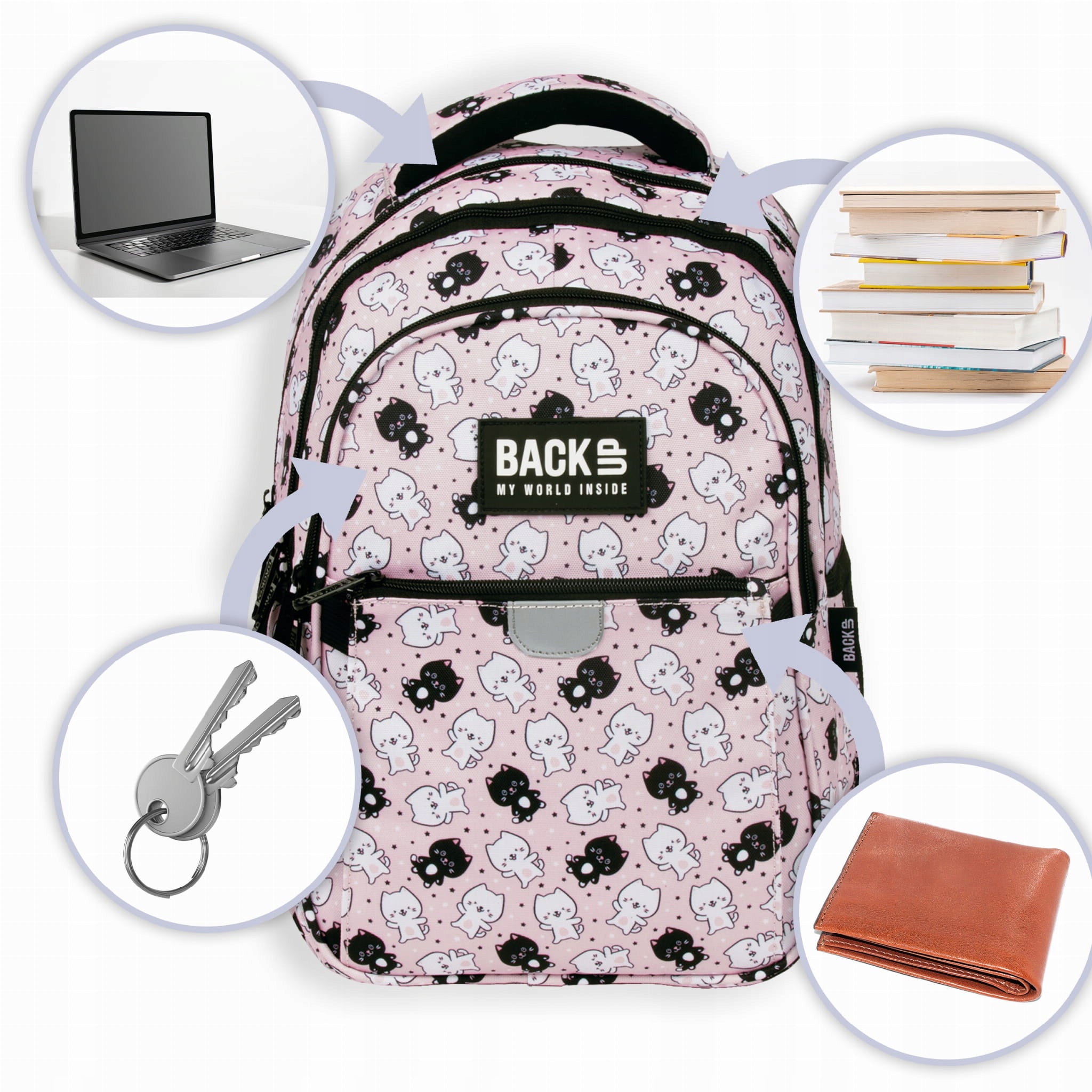 BACKPACK BACKUP SCHOOL CATS PINK GIRL Manufacturer code PLB6P32