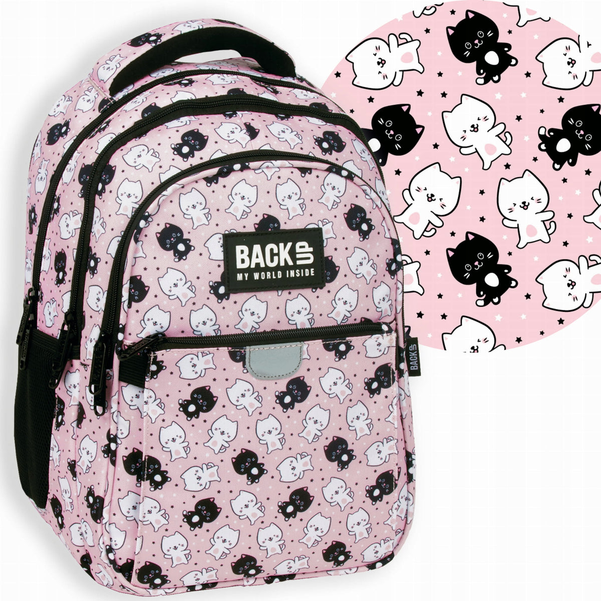 BACKPACK BACKUP SCHOOL CATS PINK GIRL