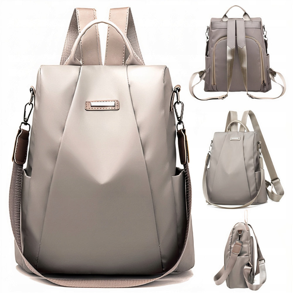BACKPACK BAG BEIGE 2in1 Shoulder Light ROOMY Anti-burglary
