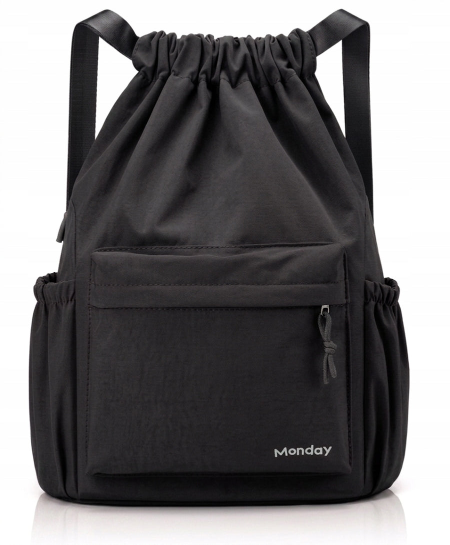 BACKPACK BAG BLACK PULL-DOWN SCHOOL SPORT ROOMY FOR TERRAMODA TRIP