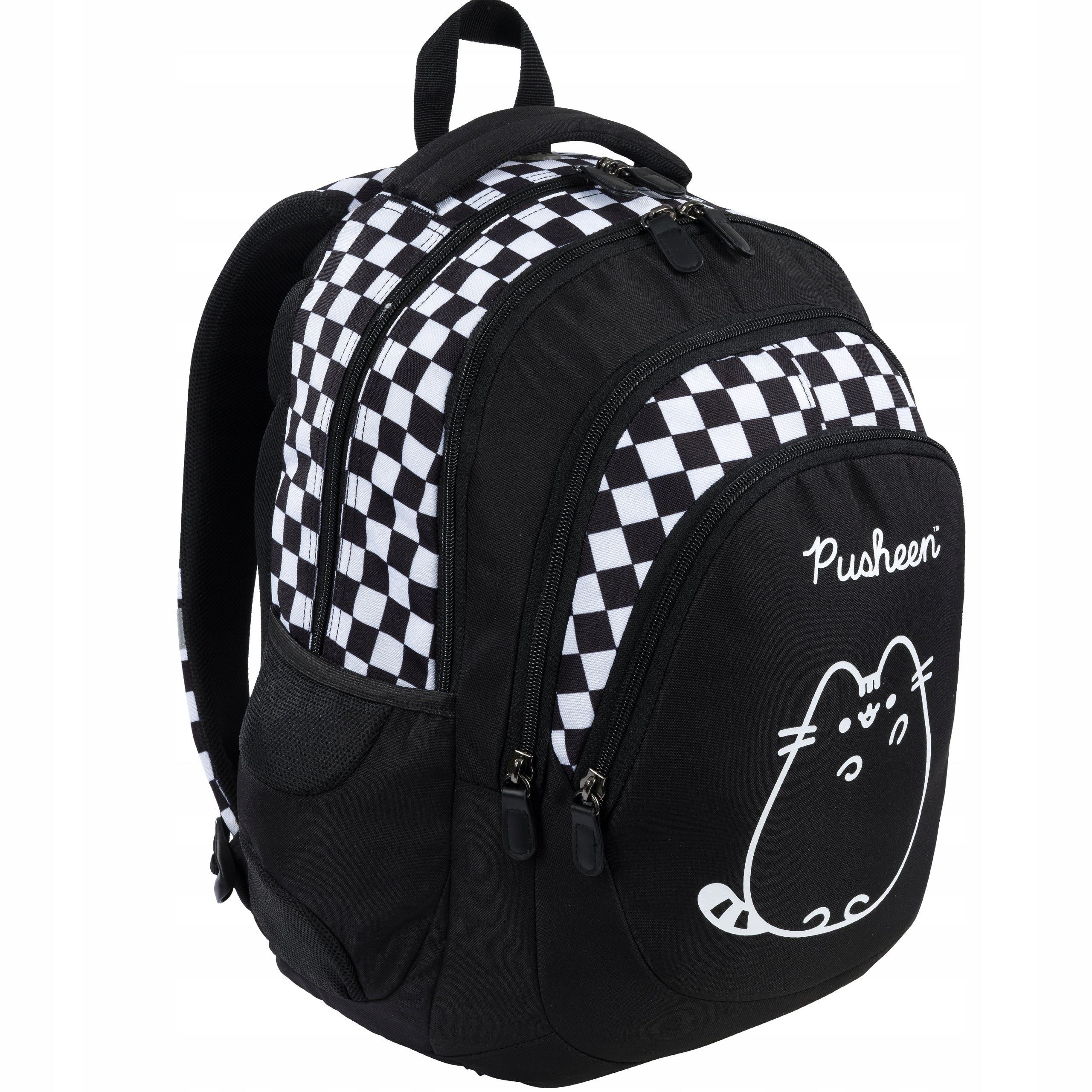 BACKPACK BLACK CHECKERED CAT PUSHEEN YOUTH GIFT FOR CHRISTMAS Majewski