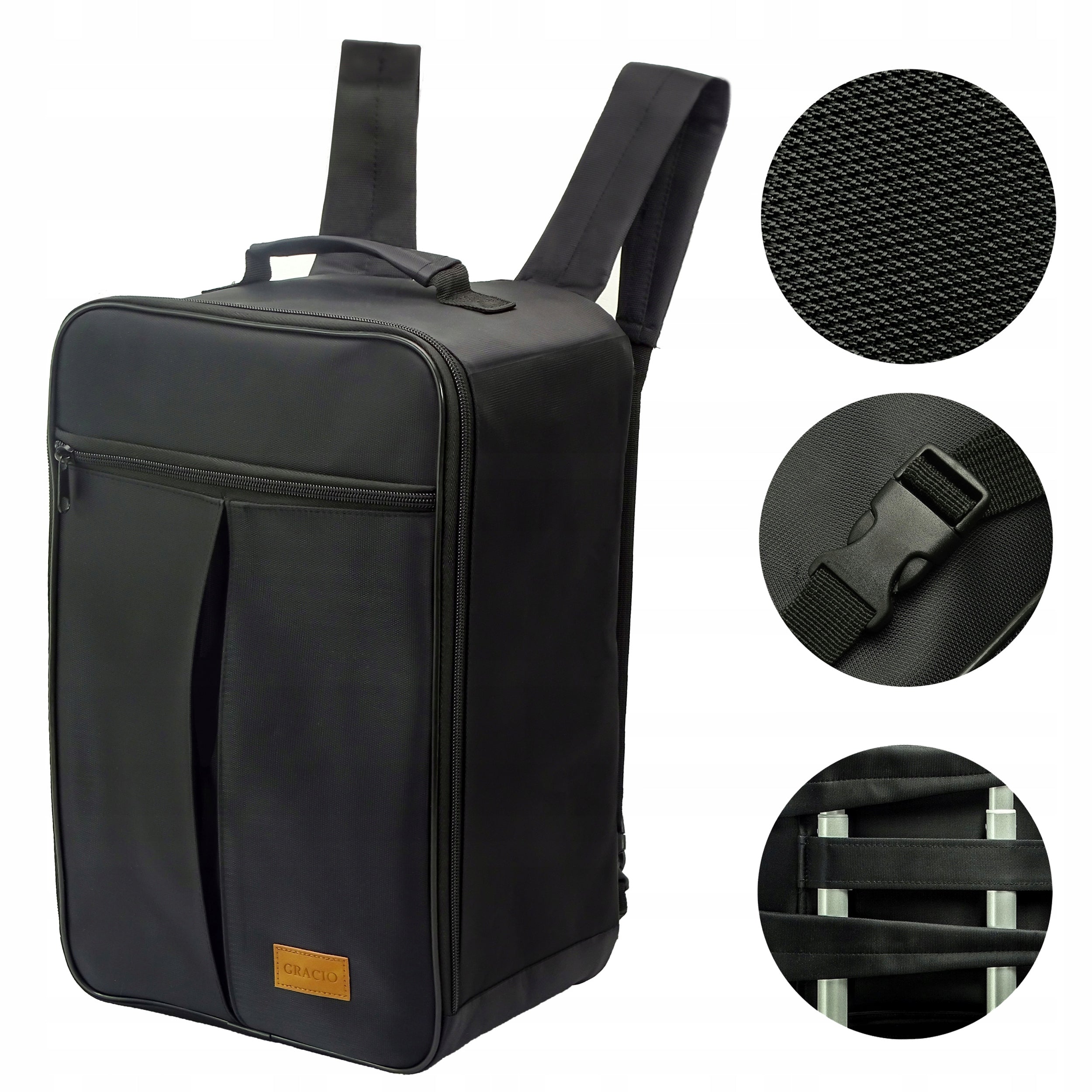 BACKPACK BLACK for AIRPLANE Cabin BAGAZ Handheld GRACIO Ryanair Wizzair