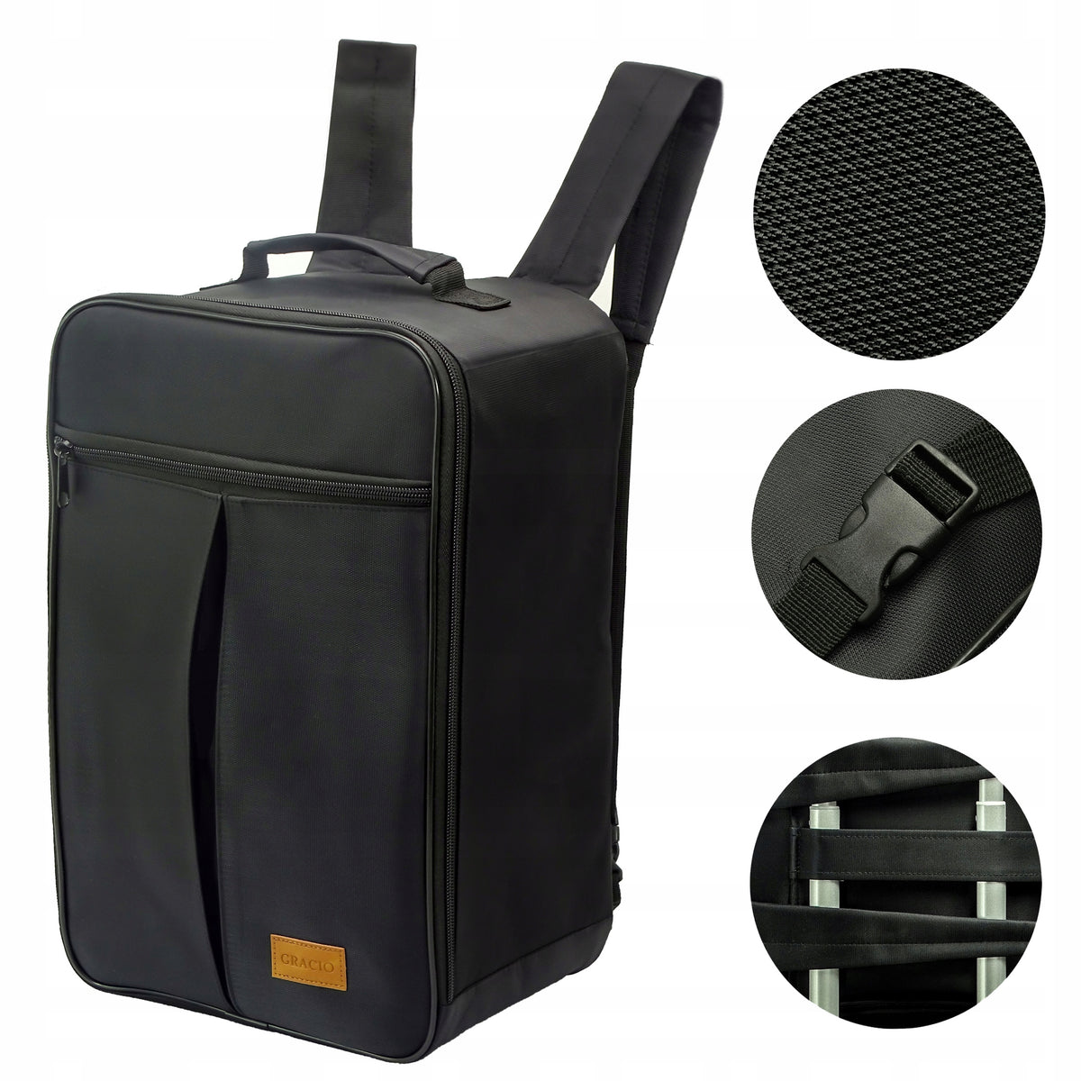 BACKPACK BLACK for AIRPLANE Cabin BAGAZ Handheld GRACIO Ryanair Wizzair